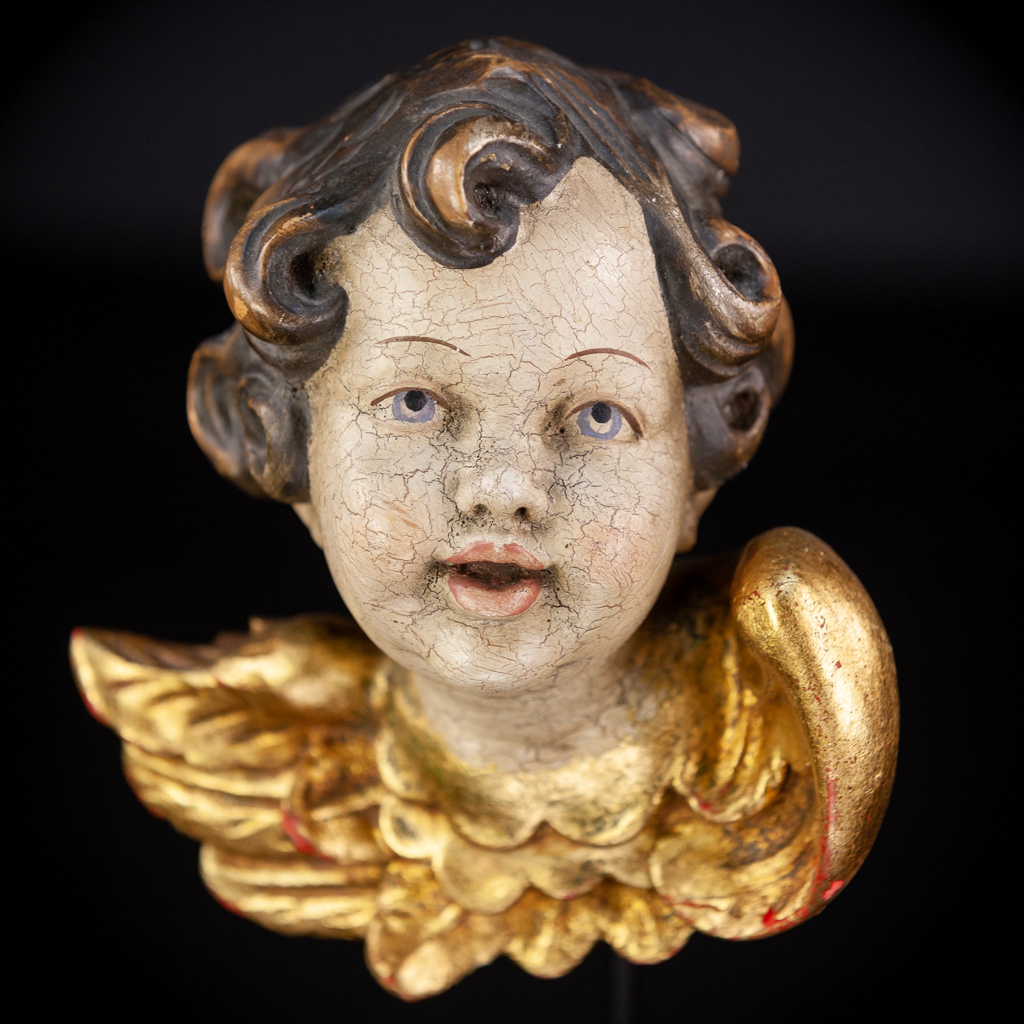 Angel Wood Carving Sculpture | Vintage 6.9" / 17.5 cm