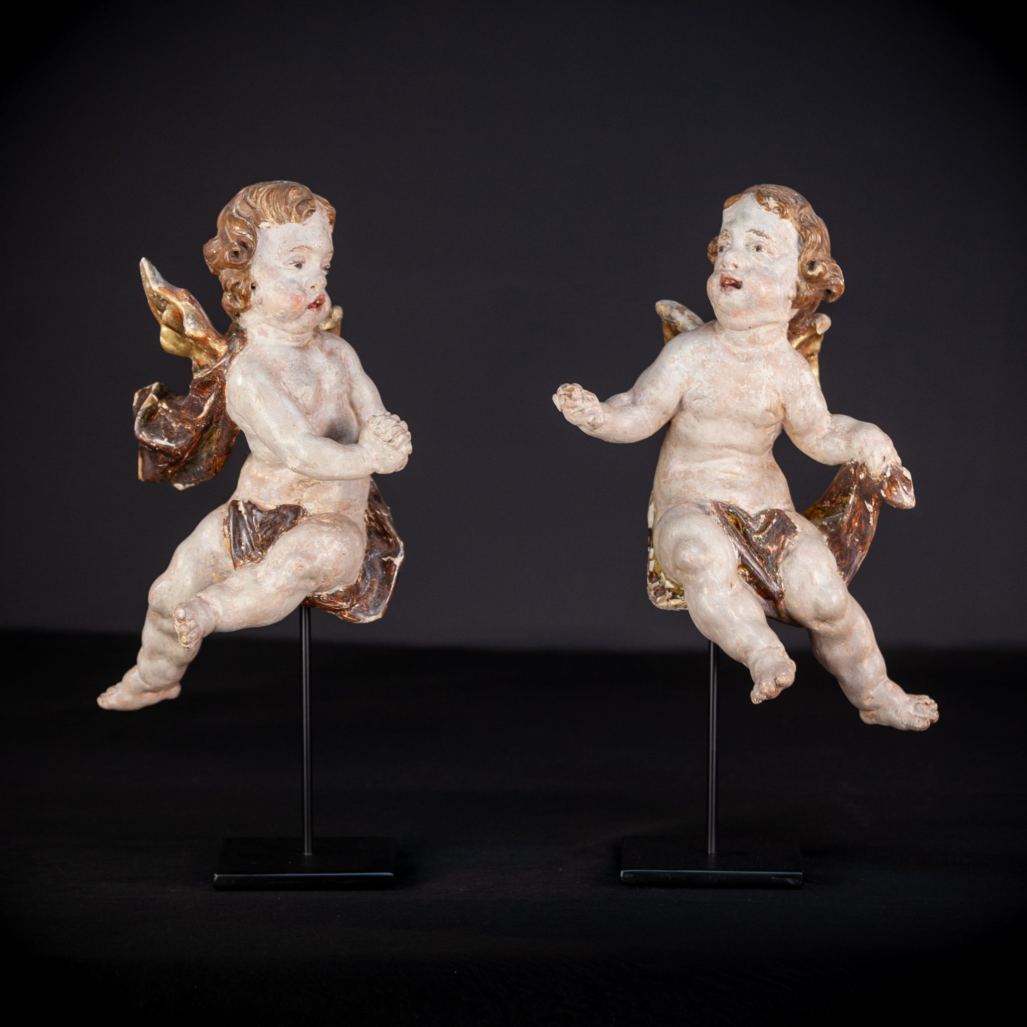 Angels Sculpture Pair | Baroque 1700s | 12.4" / 31.5 cm