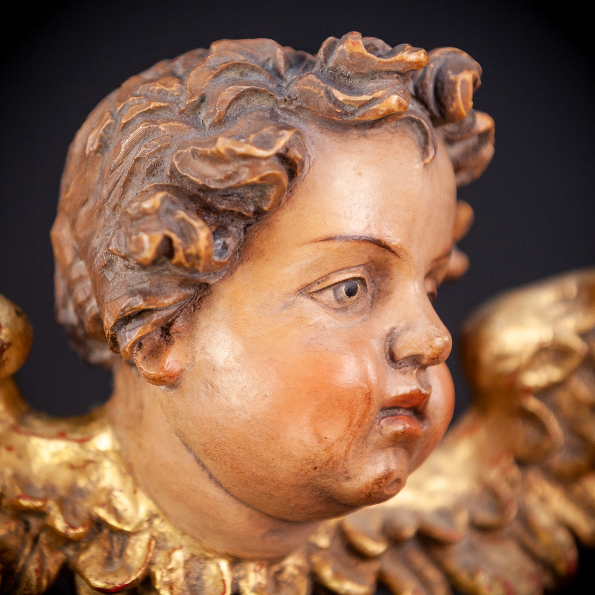 Angel Wood Carving Sculpture A | Vintage 9.1" / 23 cm