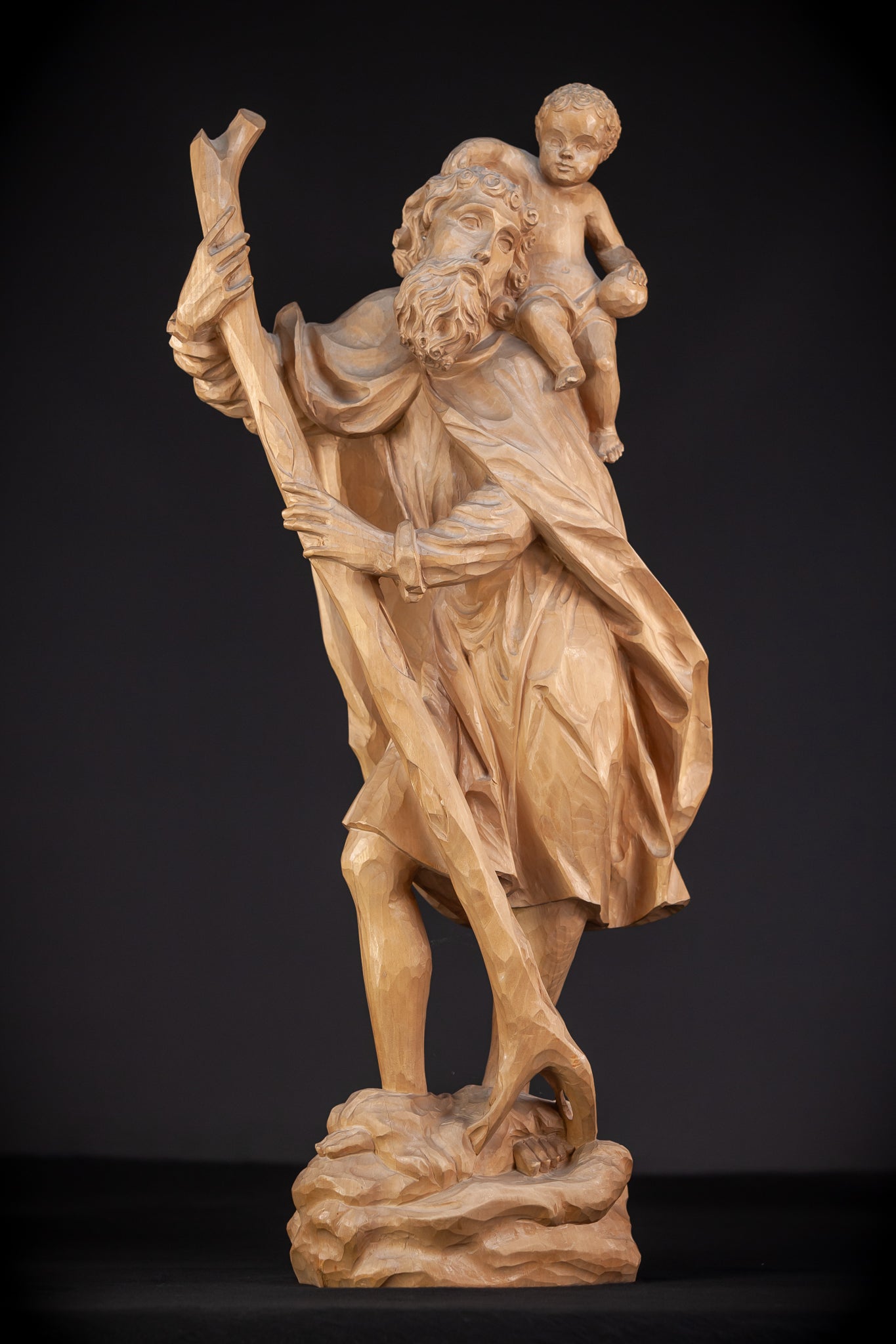 St Christopher Wooden Statue 26.6" / 67.5 cm