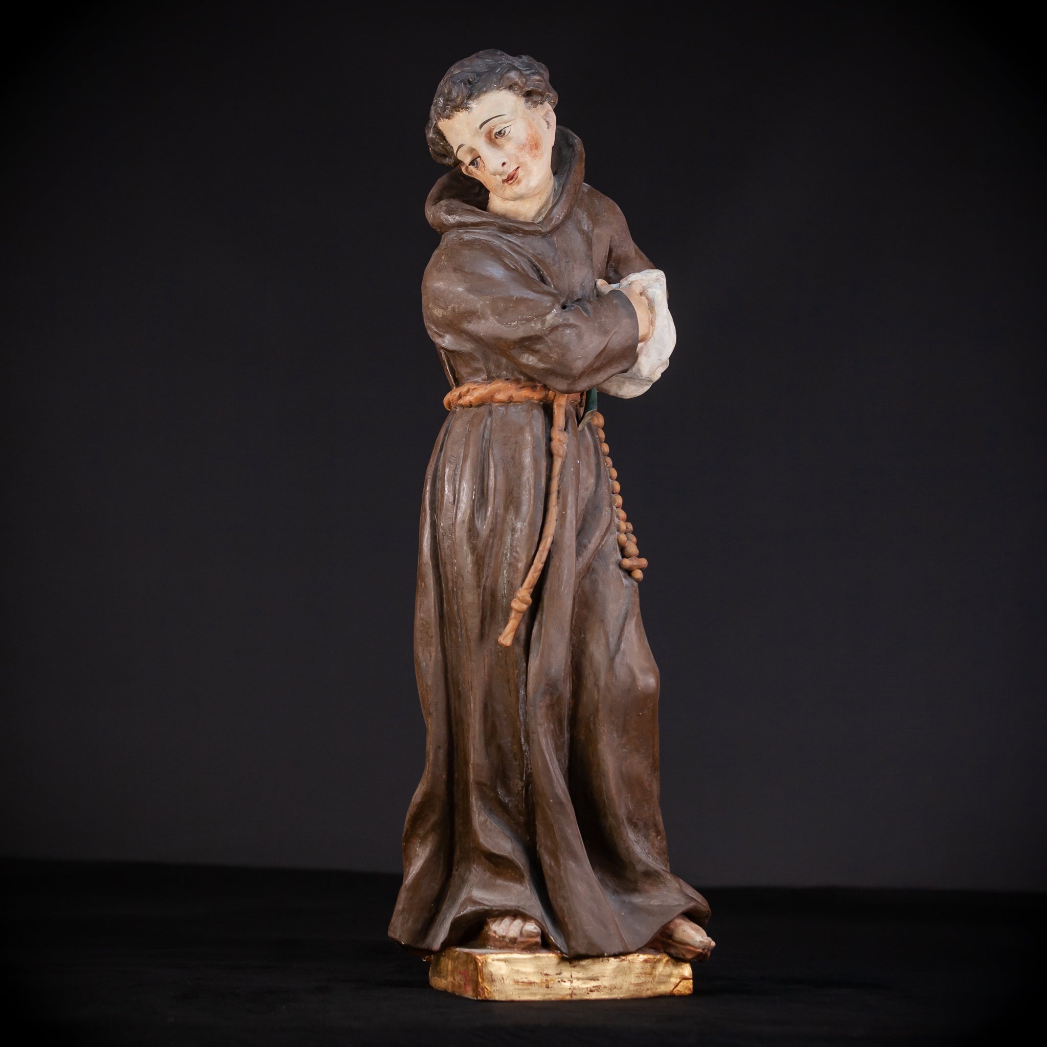 Saint Francis of Assisi Wooden Sculpture | 1700s Antique | 24.2” / 61.5 cm