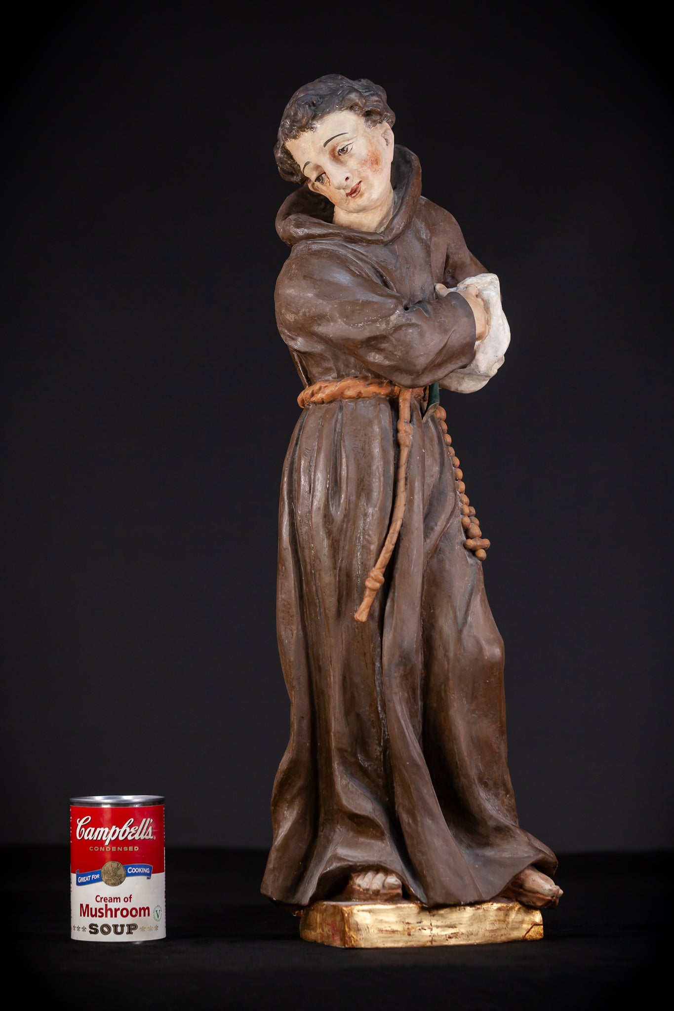 Saint Francis of Assisi Wooden Sculpture | 1700s Antique | 24.2” / 61.5 cm