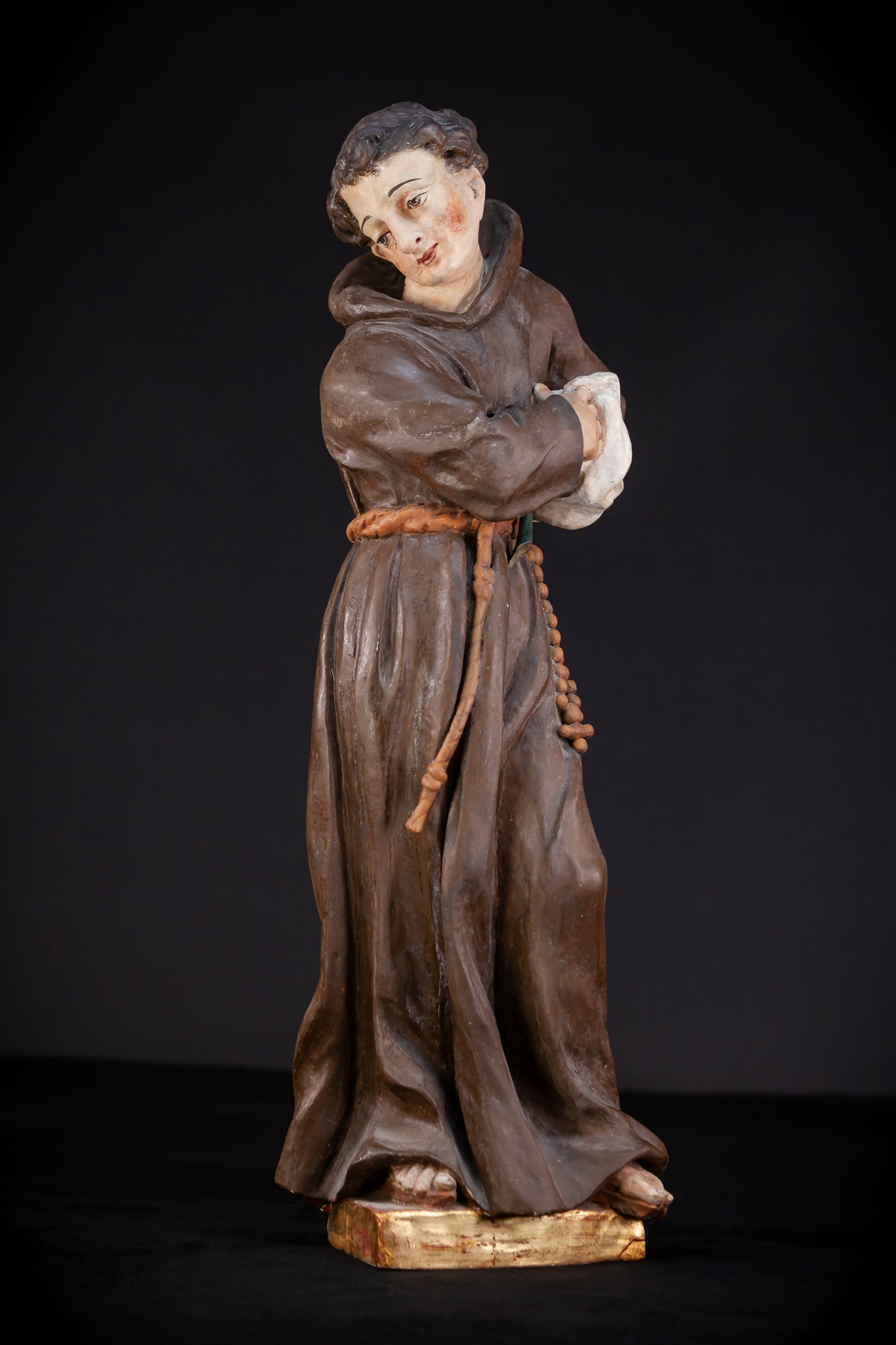 Saint Francis of Assisi 18th Cent Wooden Sculpture |  24.2”