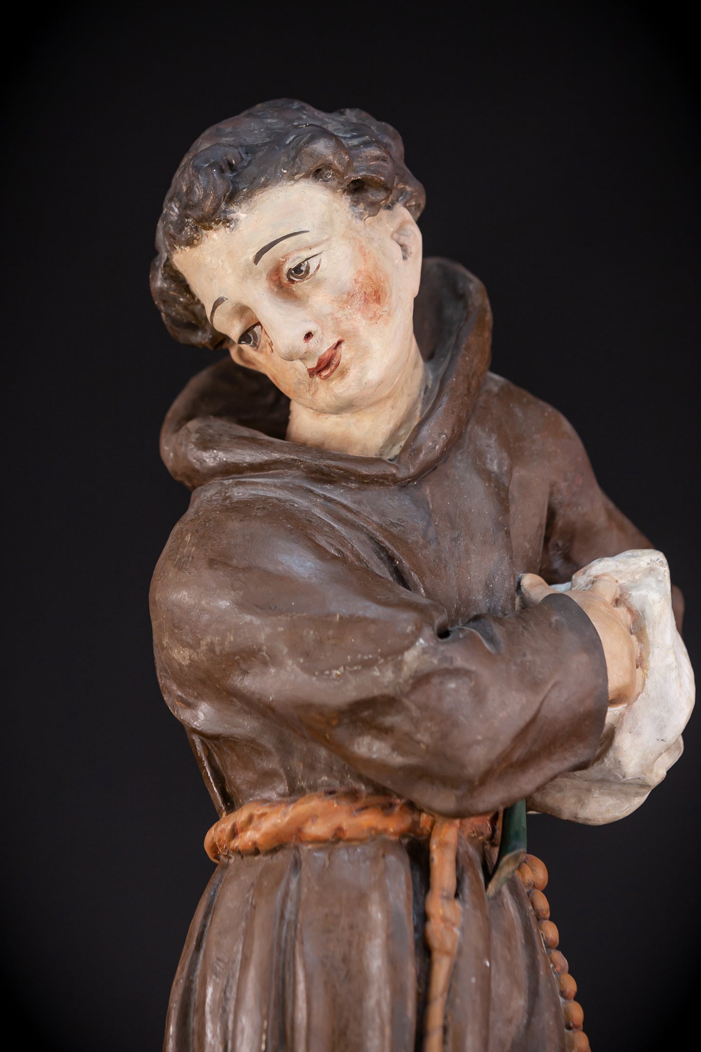 Saint Francis of Assisi Wooden Sculpture | 1700s Antique | 24.2” / 61.5 cm