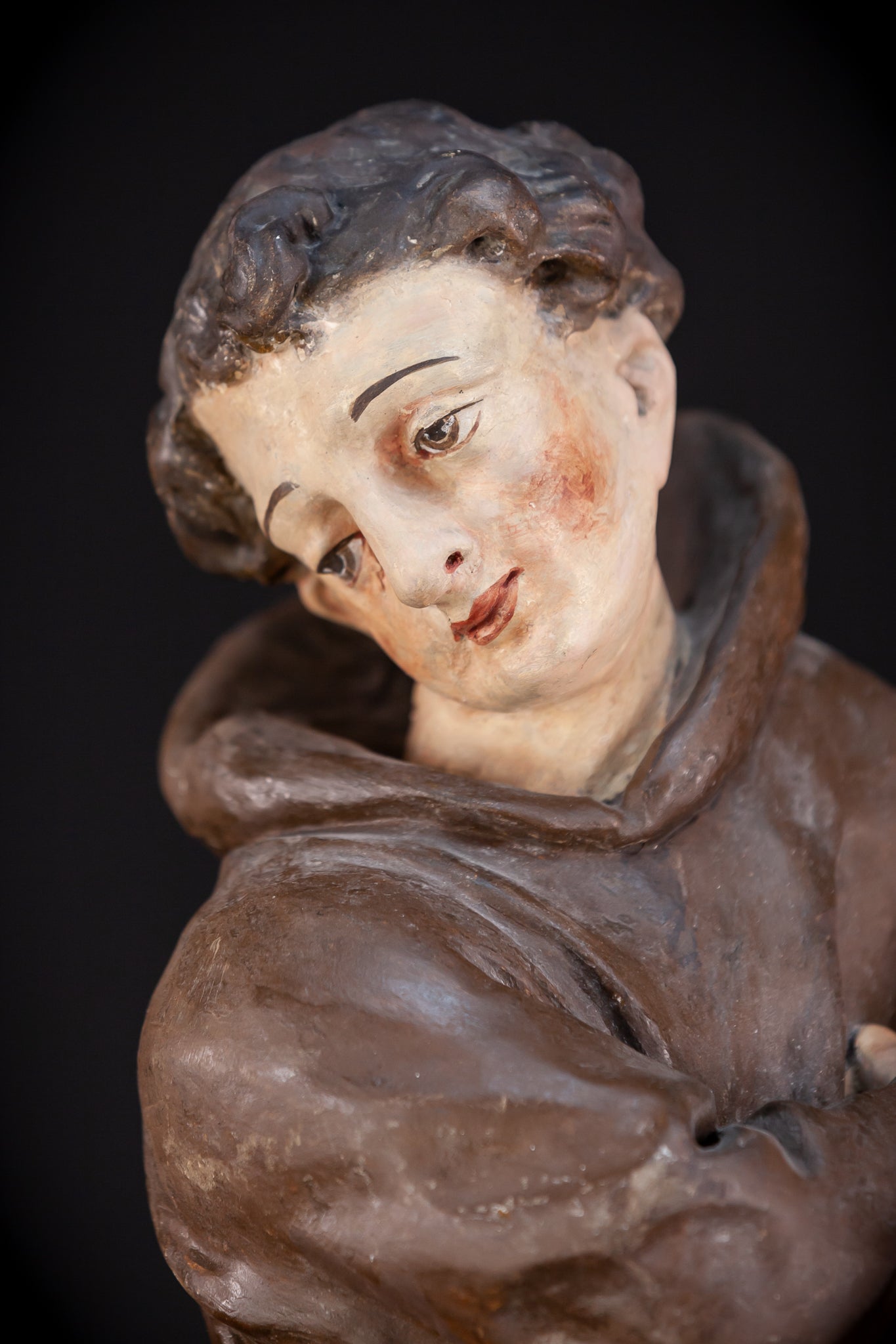 Saint Francis of Assisi Wooden Sculpture | 1700s Antique | 24.2” / 61.5 cm