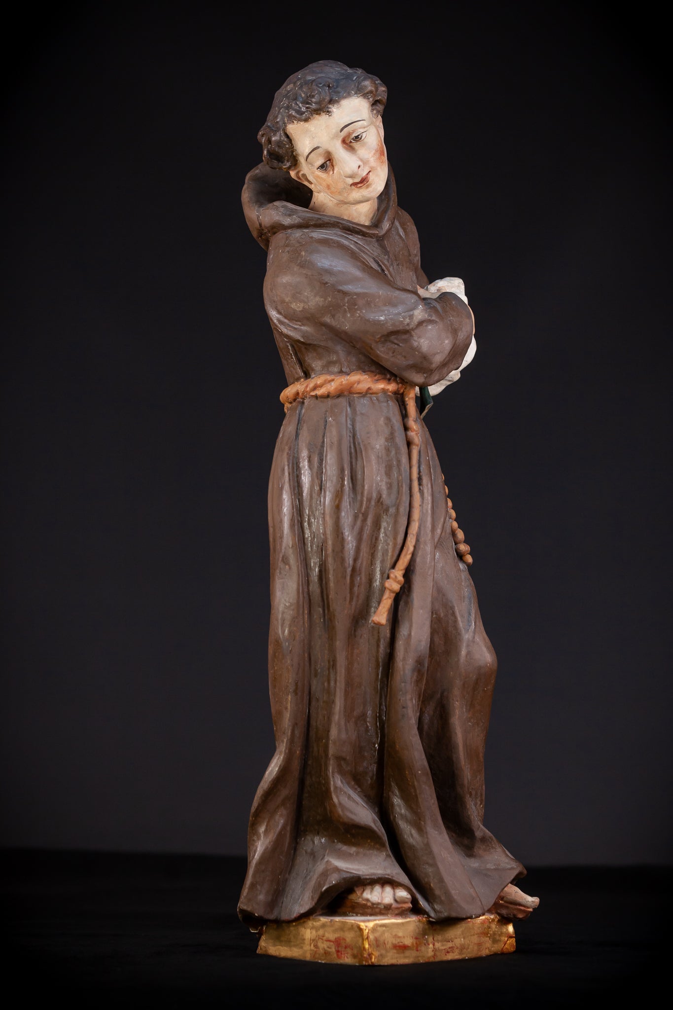 Saint Francis of Assisi Wooden Sculpture | 1700s Antique | 24.2” / 61.5 cm