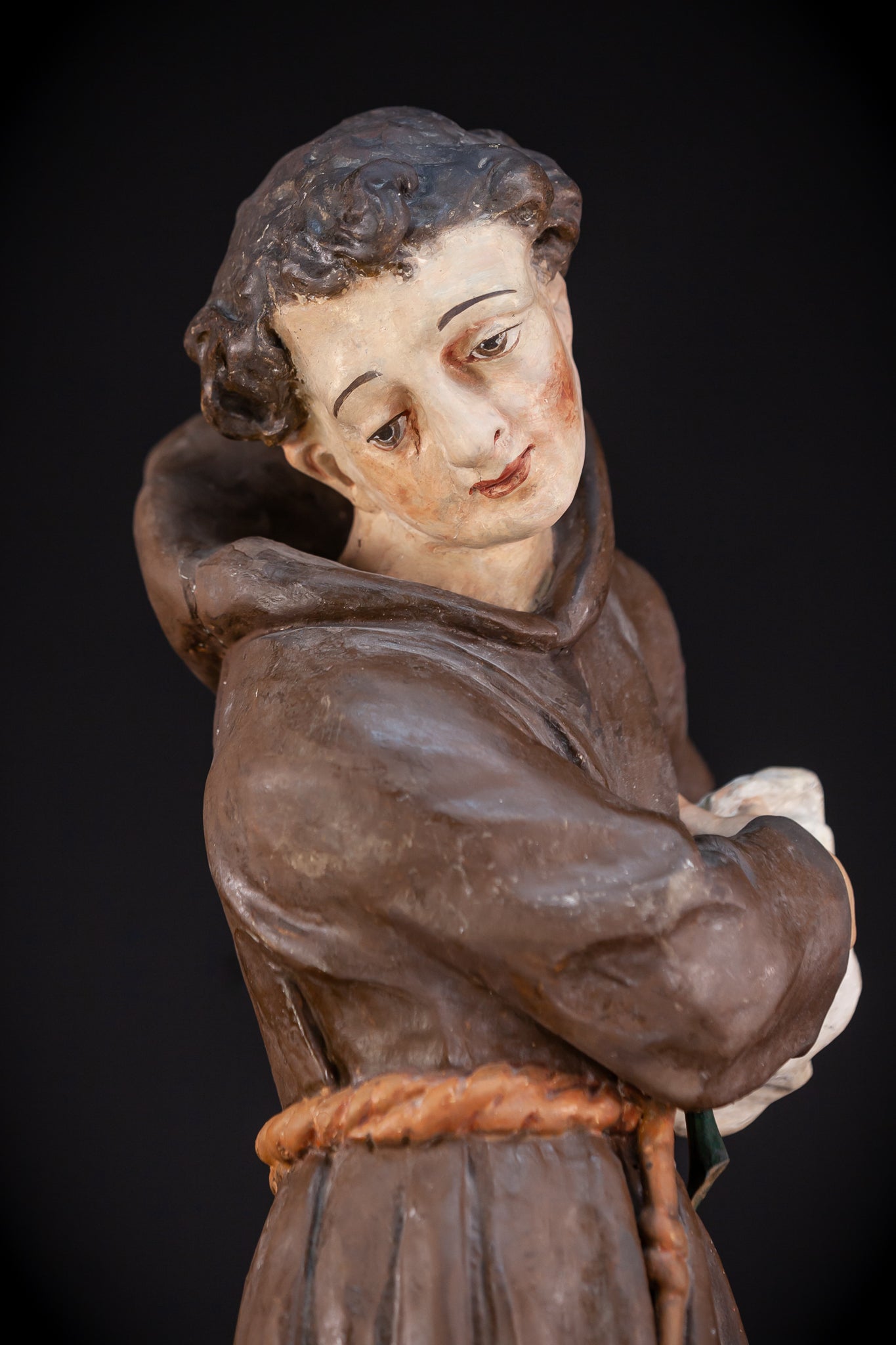 Saint Francis of Assisi 18th Cent Wooden Sculpture |  24.2”