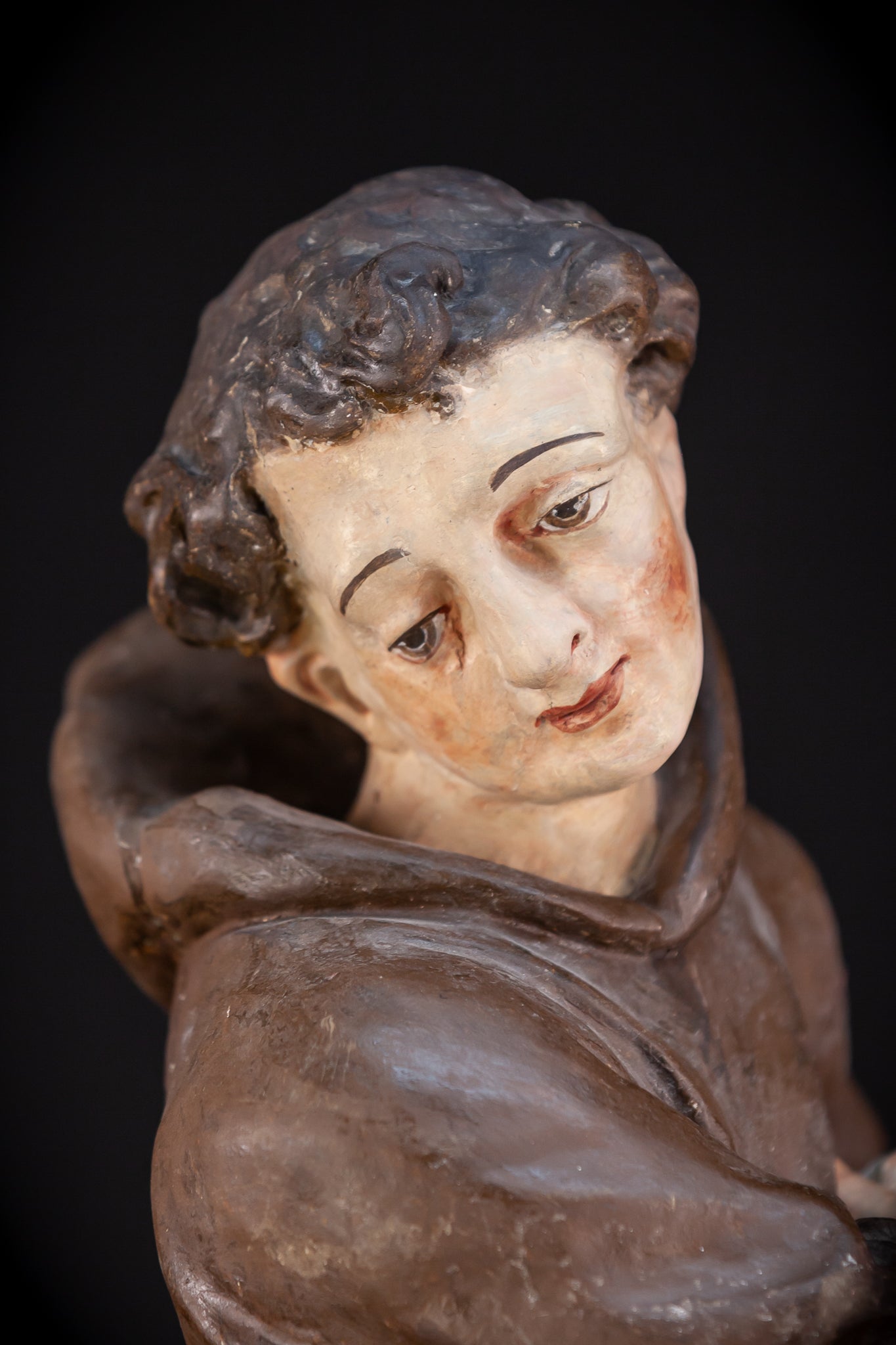 Saint Francis of Assisi Wooden Sculpture | 1700s Antique | 24.2” / 61.5 cm