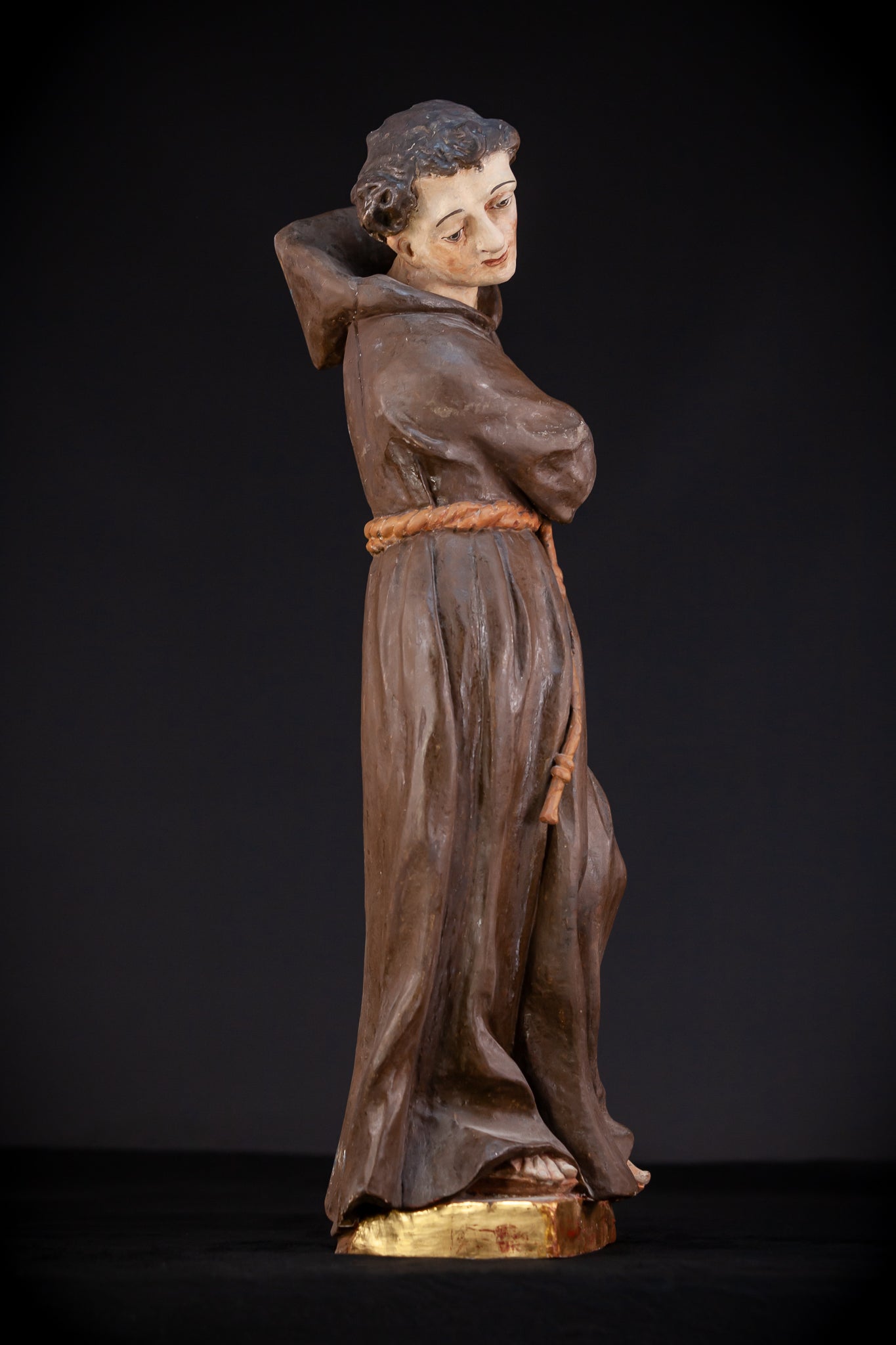 Saint Francis of Assisi Wooden Sculpture | 1700s Antique | 24.2” / 61.5 cm