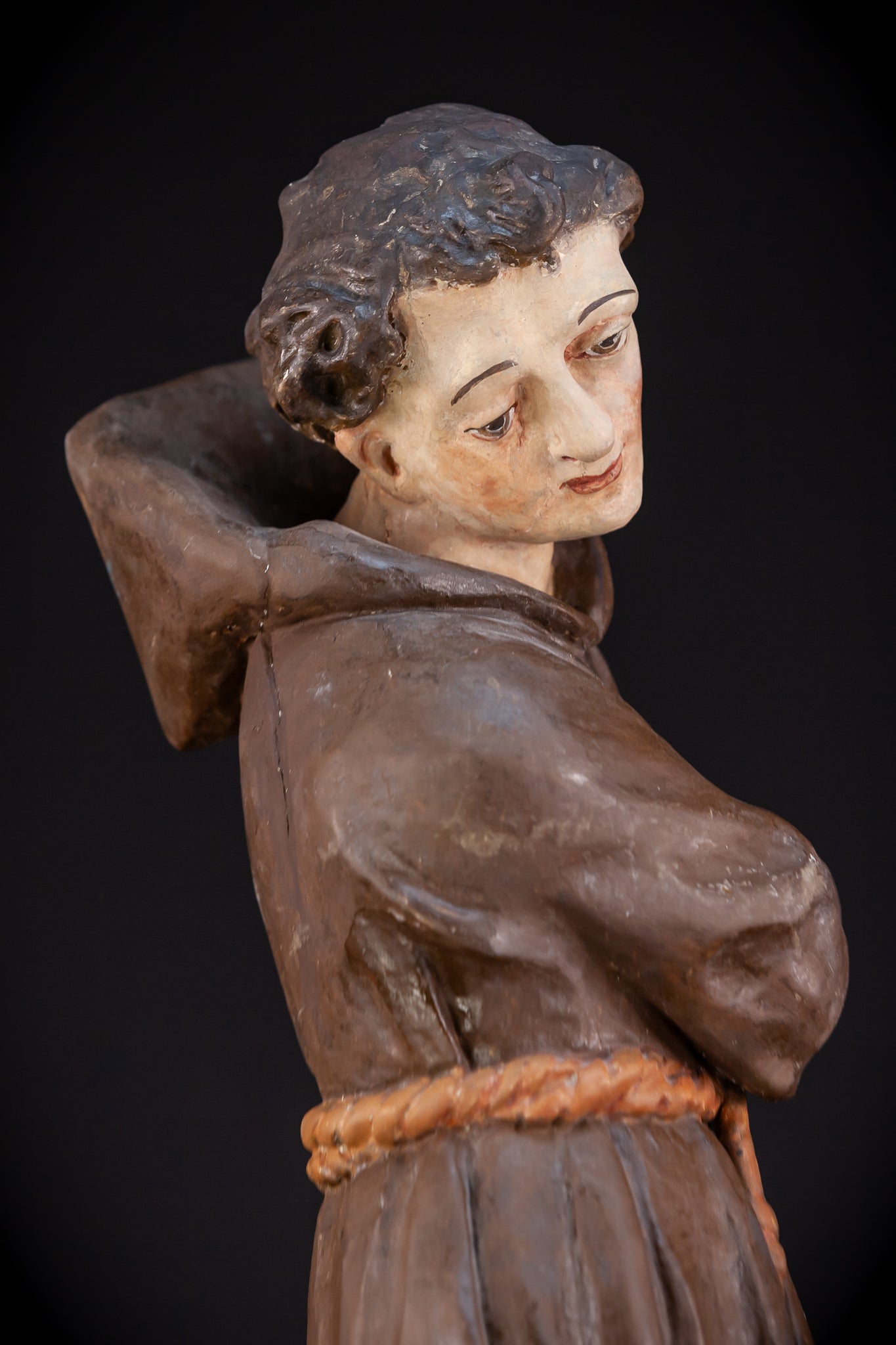 Saint Francis of Assisi Wooden Sculpture | 1700s Antique | 24.2” / 61.5 cm