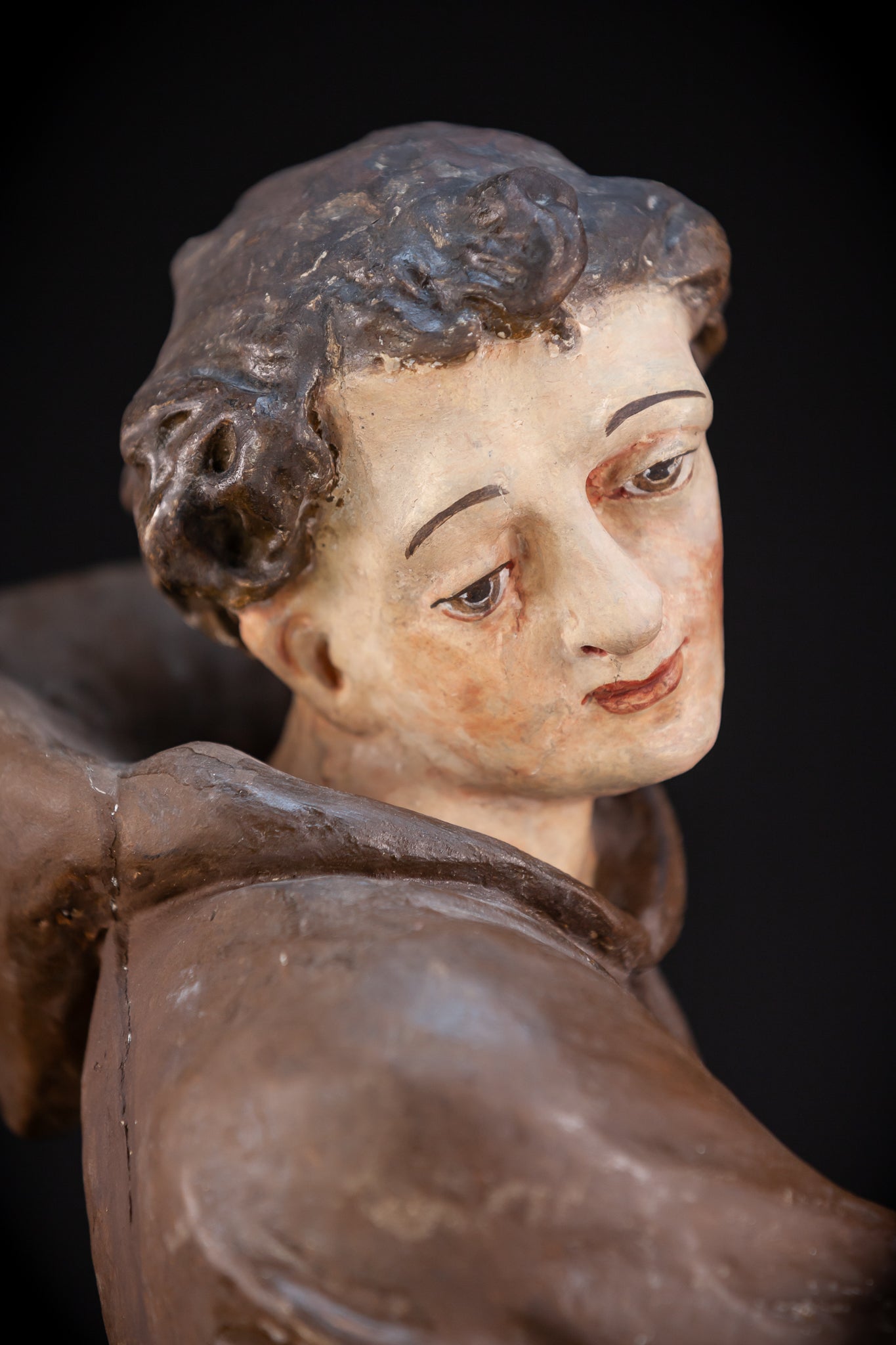 Saint Francis of Assisi Wooden Sculpture | 1700s Antique | 24.2” / 61.5 cm