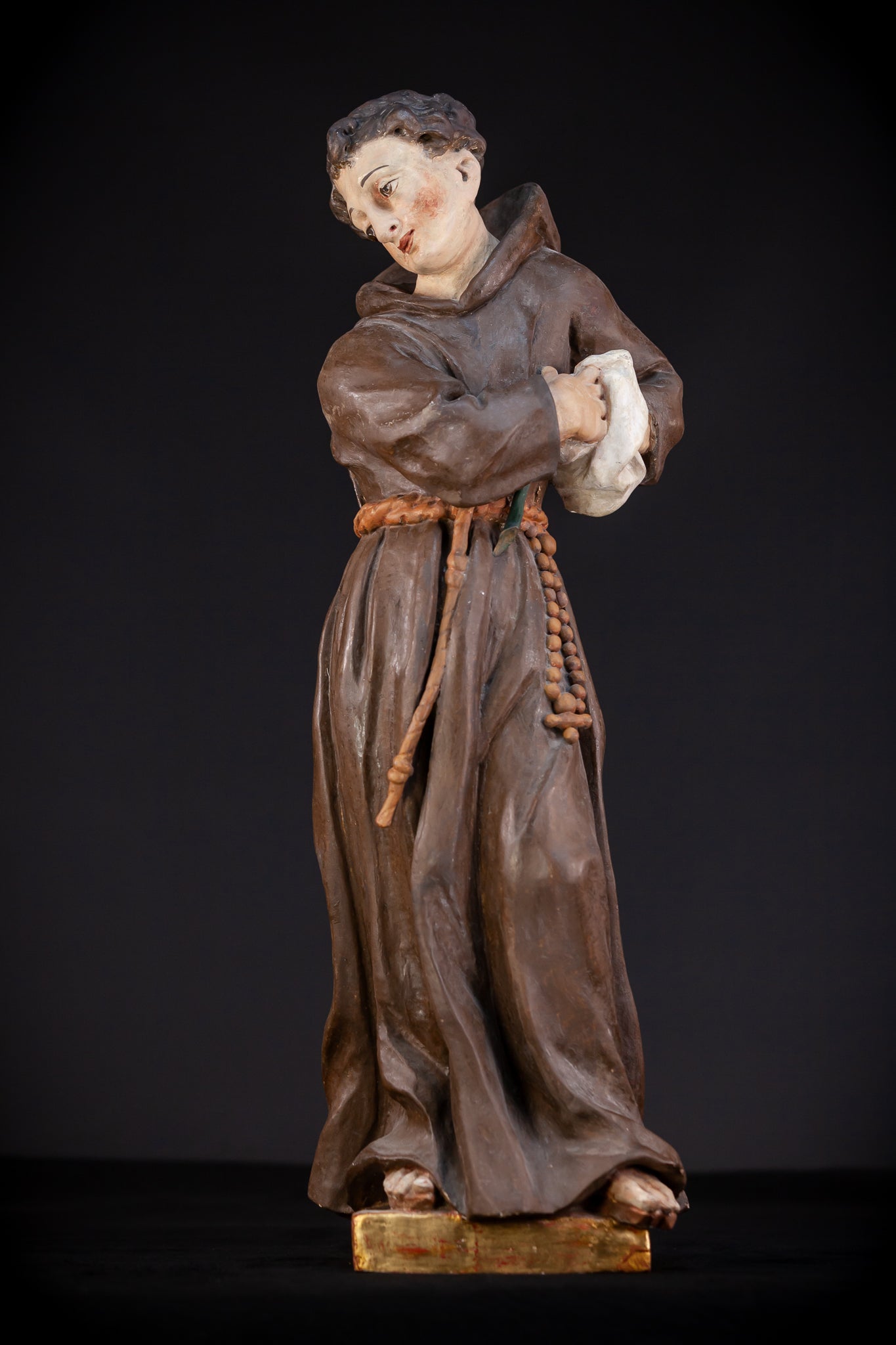 Saint Francis of Assisi Wooden Sculpture | 1700s Antique | 24.2” / 61.5 cm