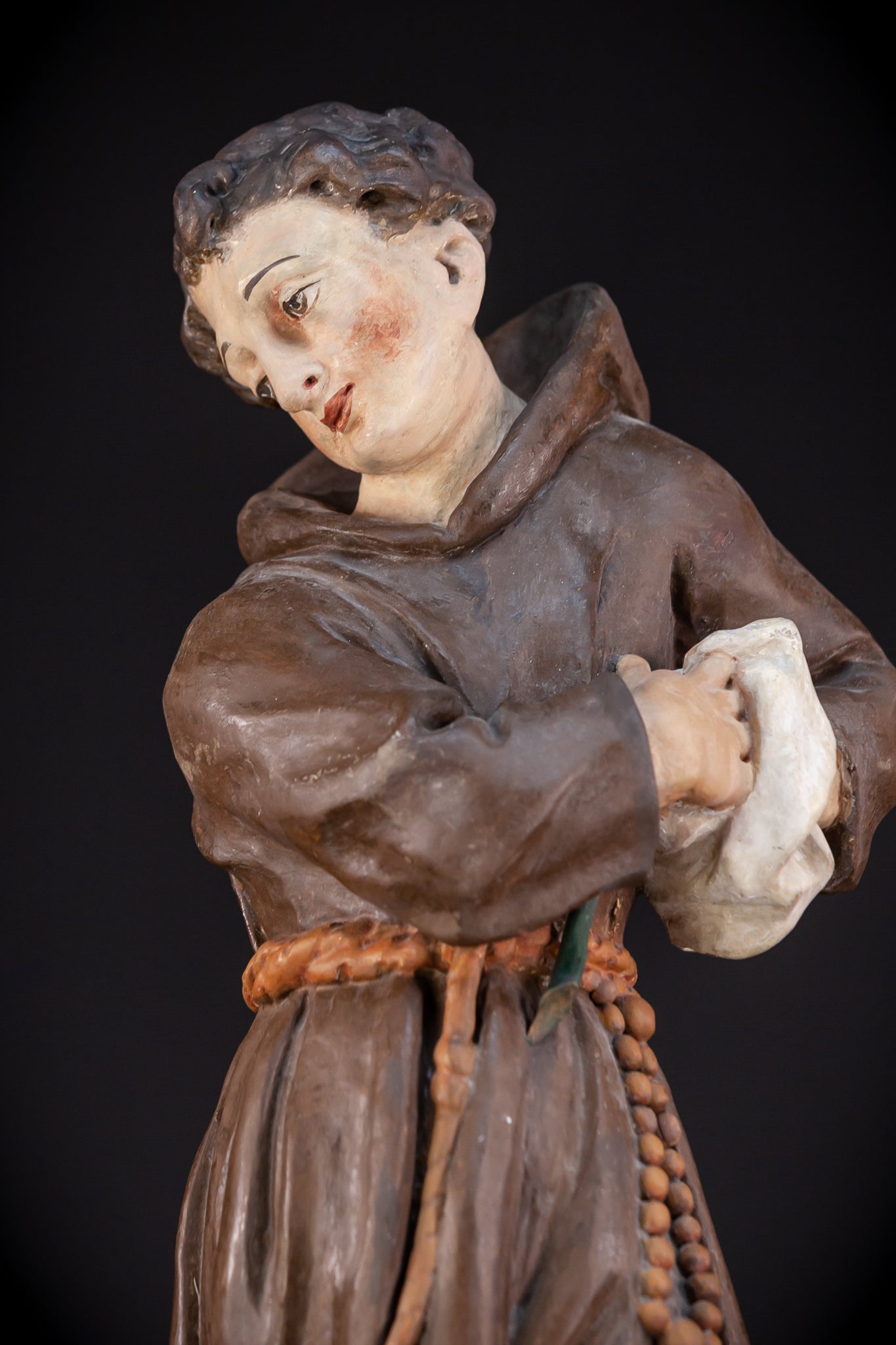 Saint Francis of Assisi Wooden Sculpture | 1700s Antique | 24.2” / 61.5 cm