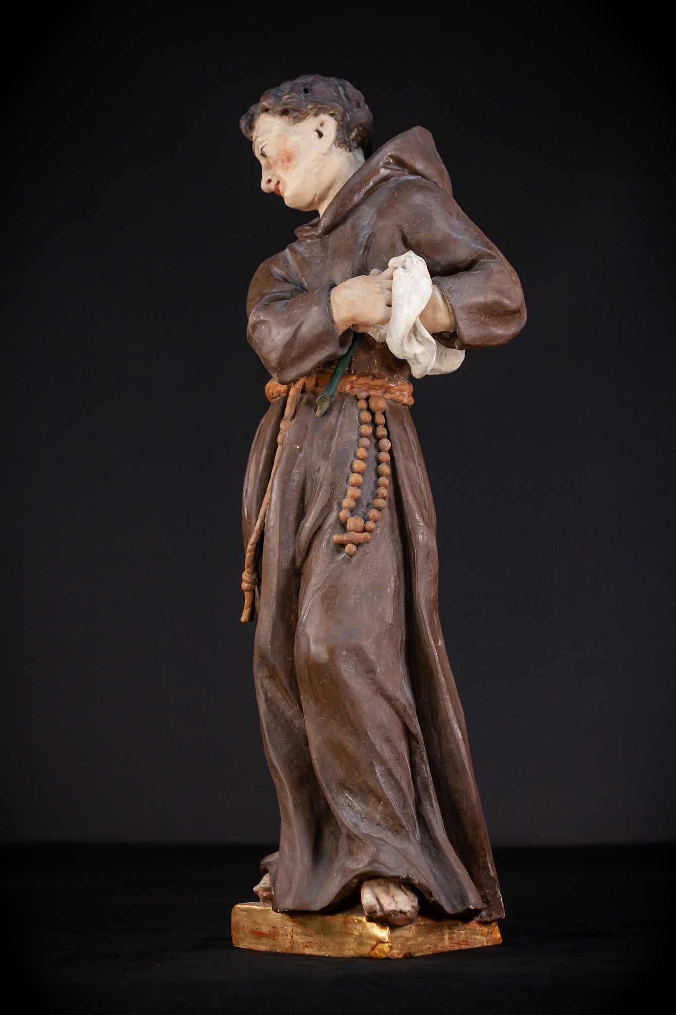 Saint Francis of Assisi Wooden Sculpture | 1700s Antique | 24.2” / 61.5 cm