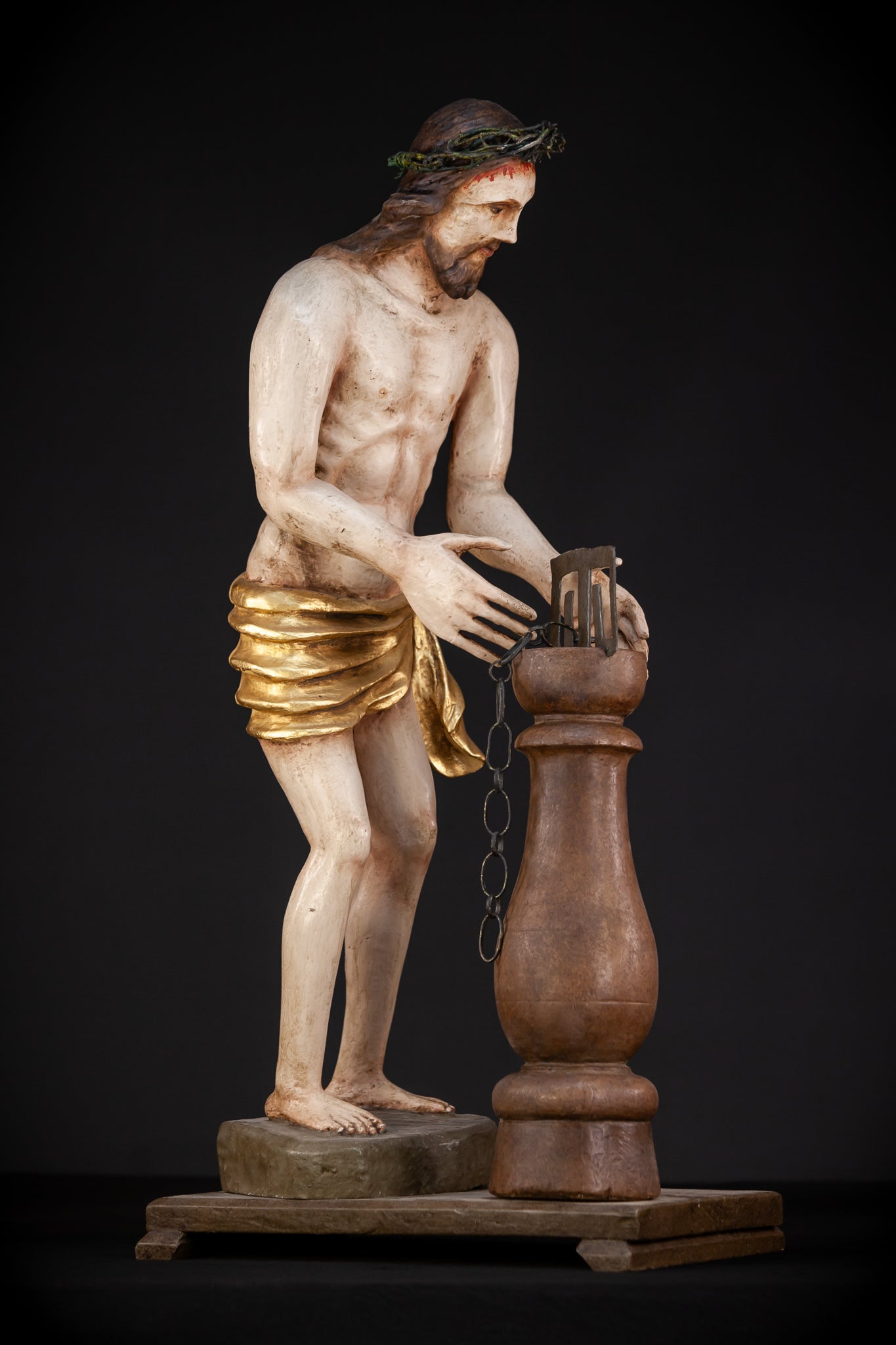 Flagellation of Christ Wooden Sculpture | 1700s Antique | 30.7" / 78 cm