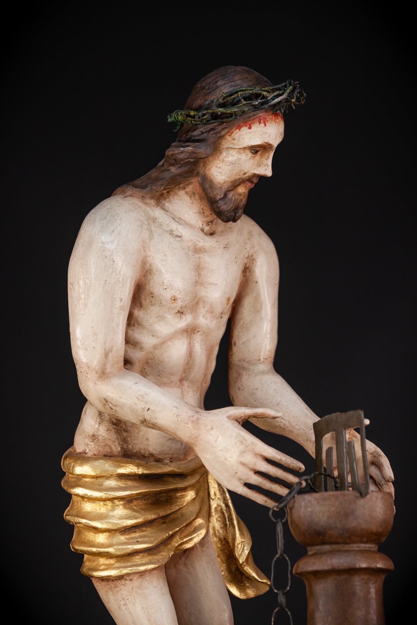 Flagellation of Christ Wooden Sculpture | 1700s Antique | 30.7" / 78 cm