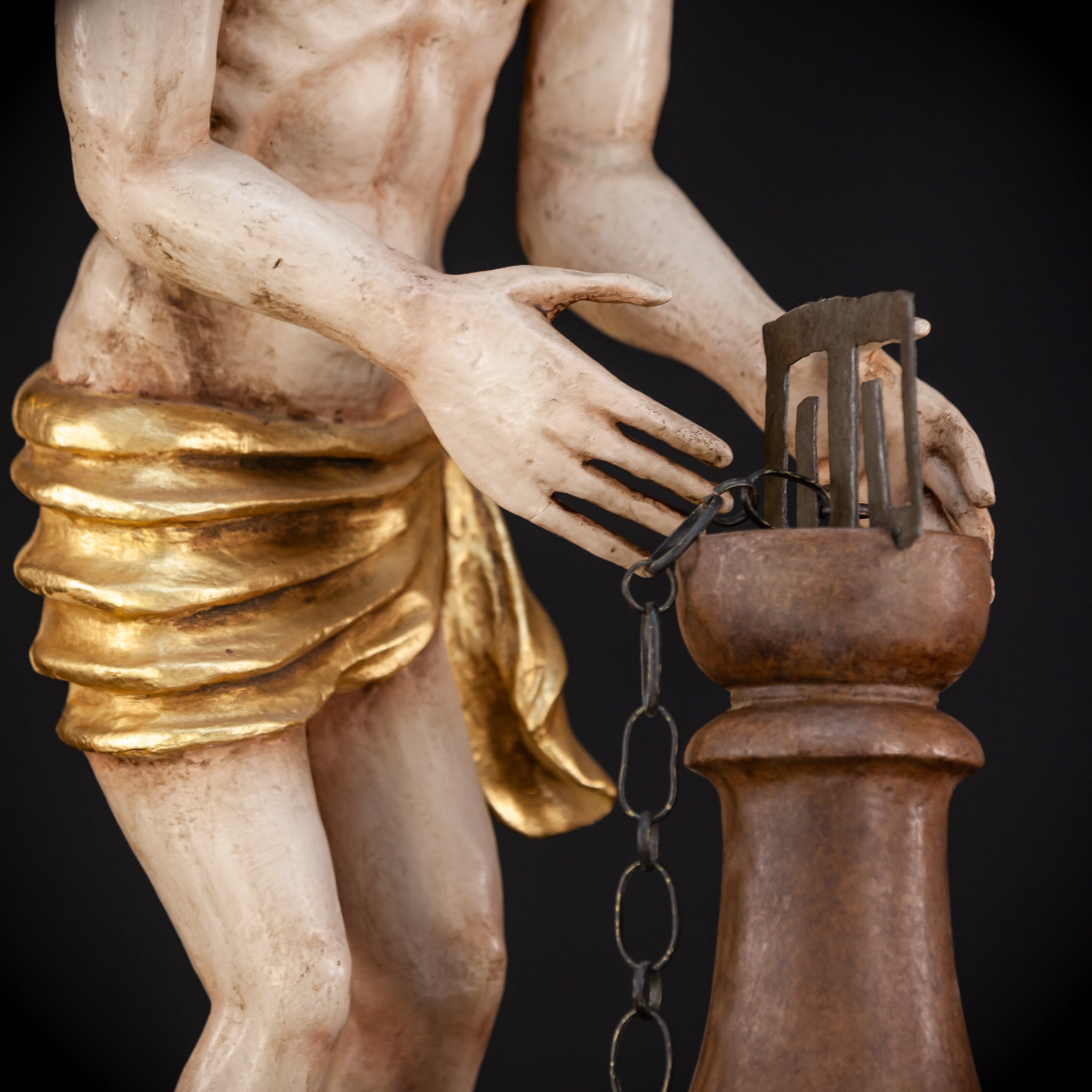 Flagellation of Christ Wooden Sculpture | 1700s Antique | 30.7" / 78 cm