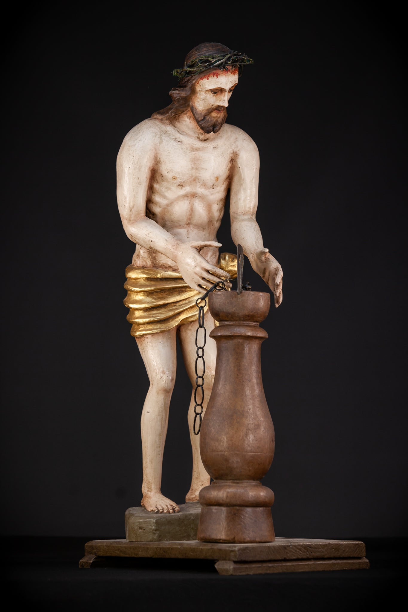 Flagellation of Christ Wooden Sculpture | 1700s Antique | 30.7" / 78 cm