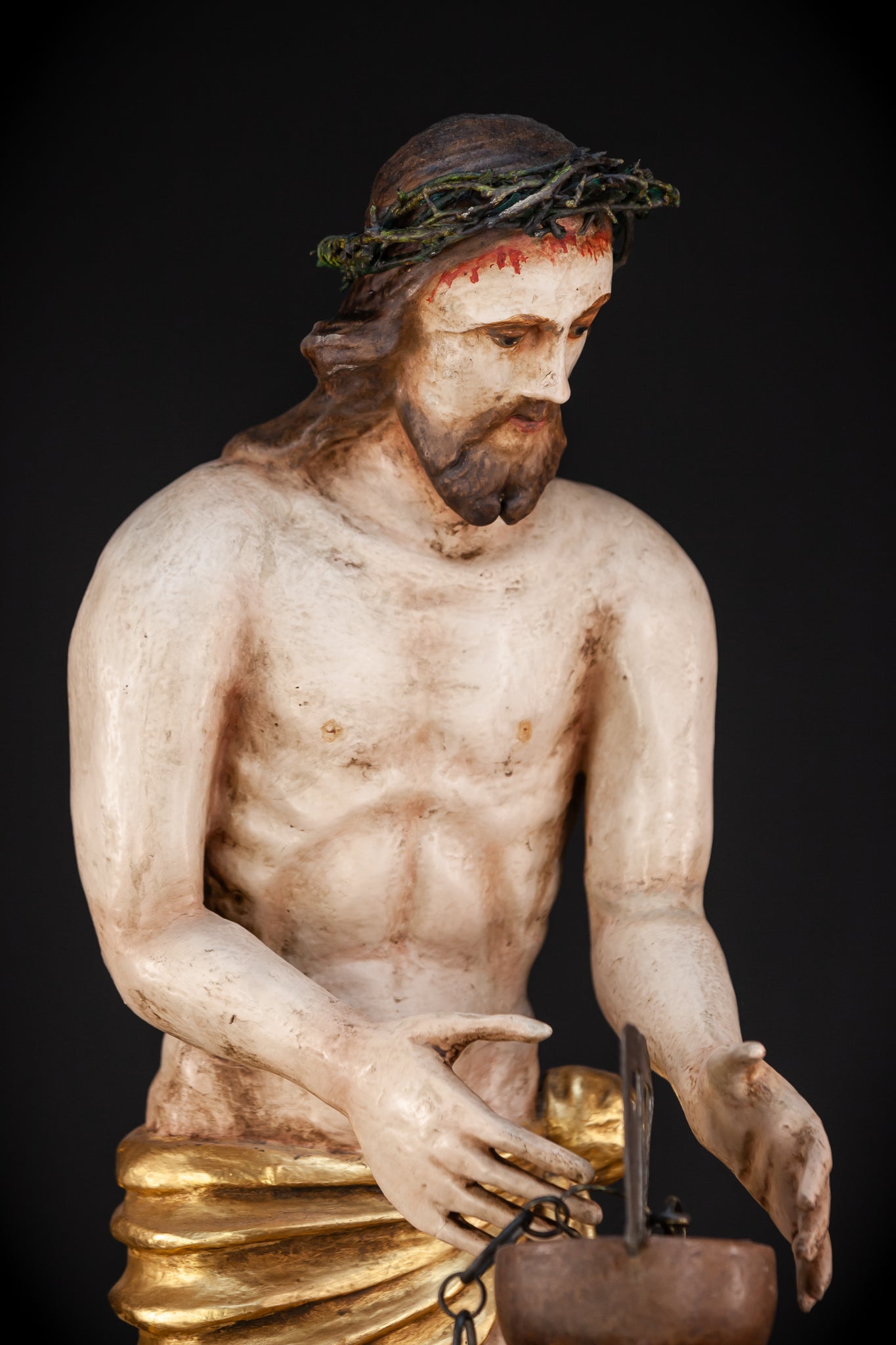 Flagellation of Christ Wooden Sculpture | 1700s Antique | 30.7" / 78 cm