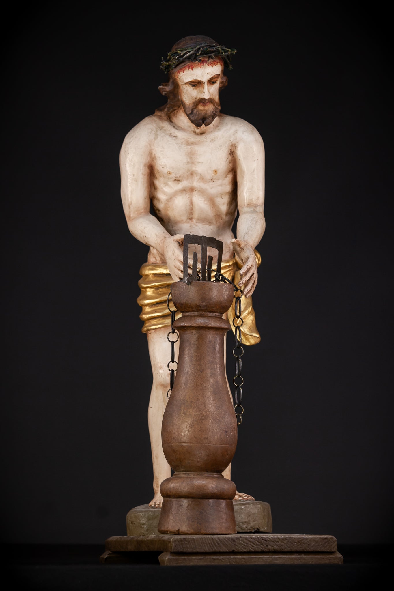 Flagellation of Christ Wooden Sculpture | 1700s Antique | 30.7" / 78 cm