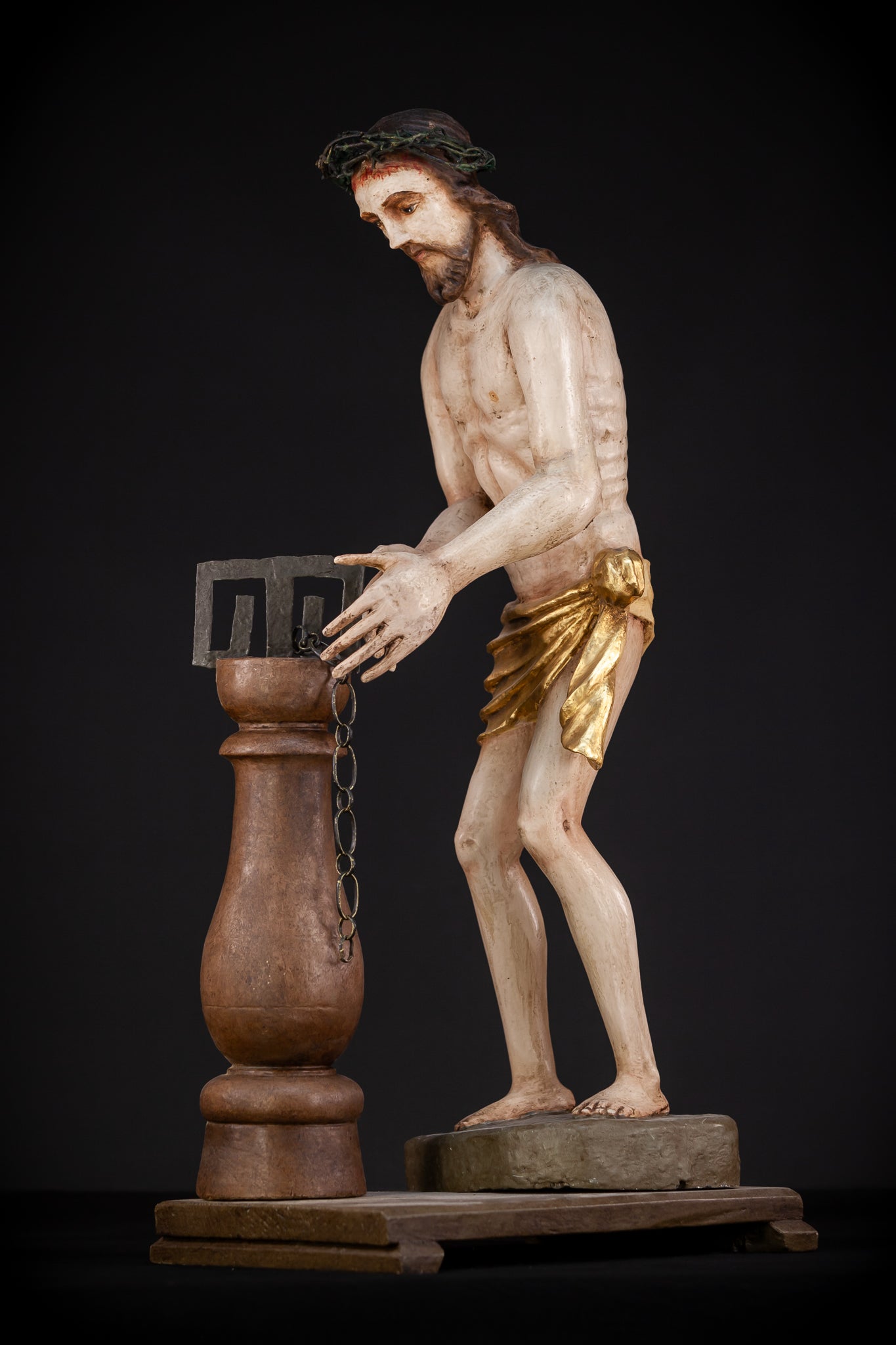 Flagellation of Christ Wooden Sculpture | 1700s Antique | 30.7" / 78 cm