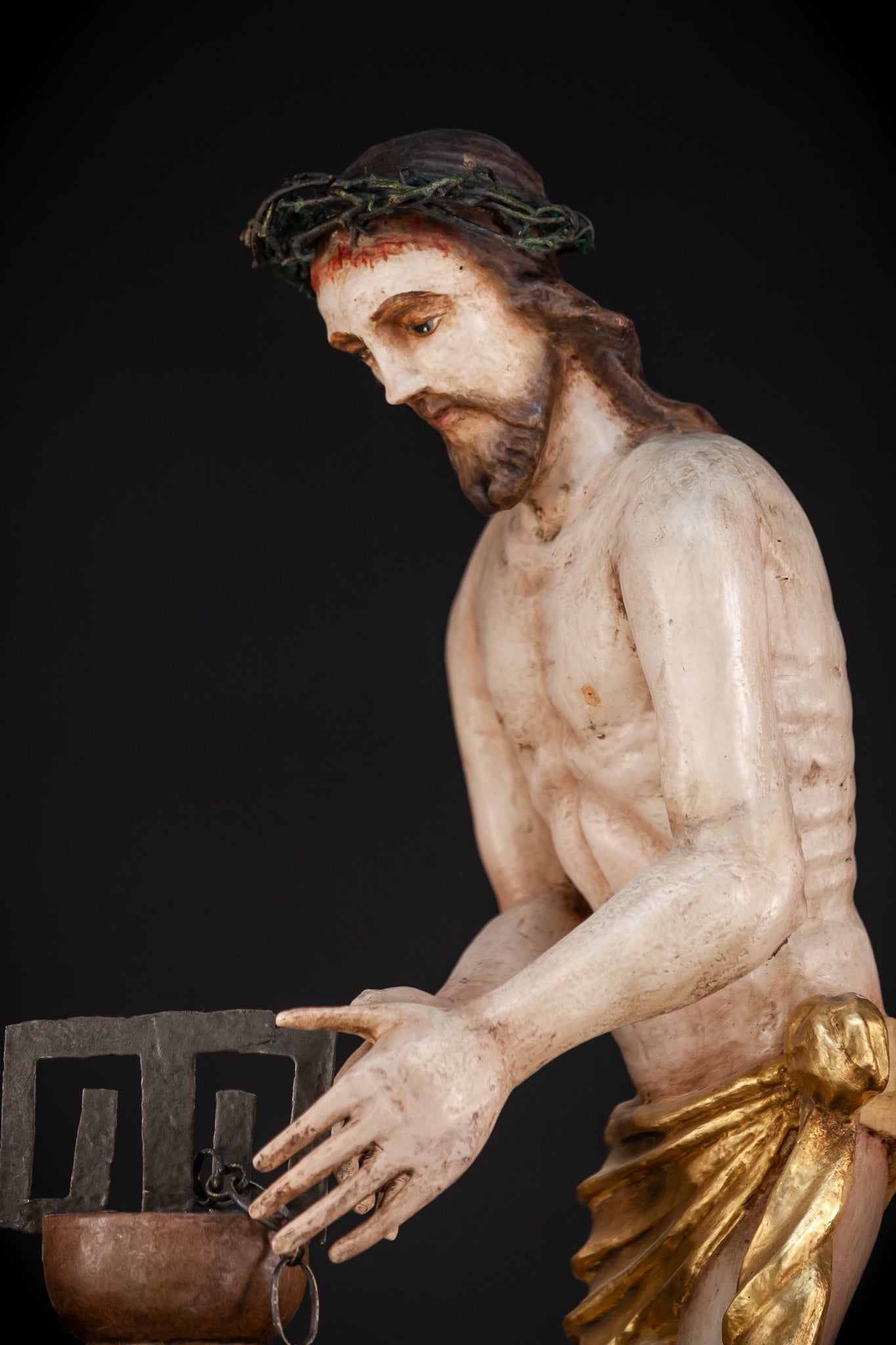 Flagellation of Christ Wooden Sculpture | 1700s Antique | 30.7" / 78 cm