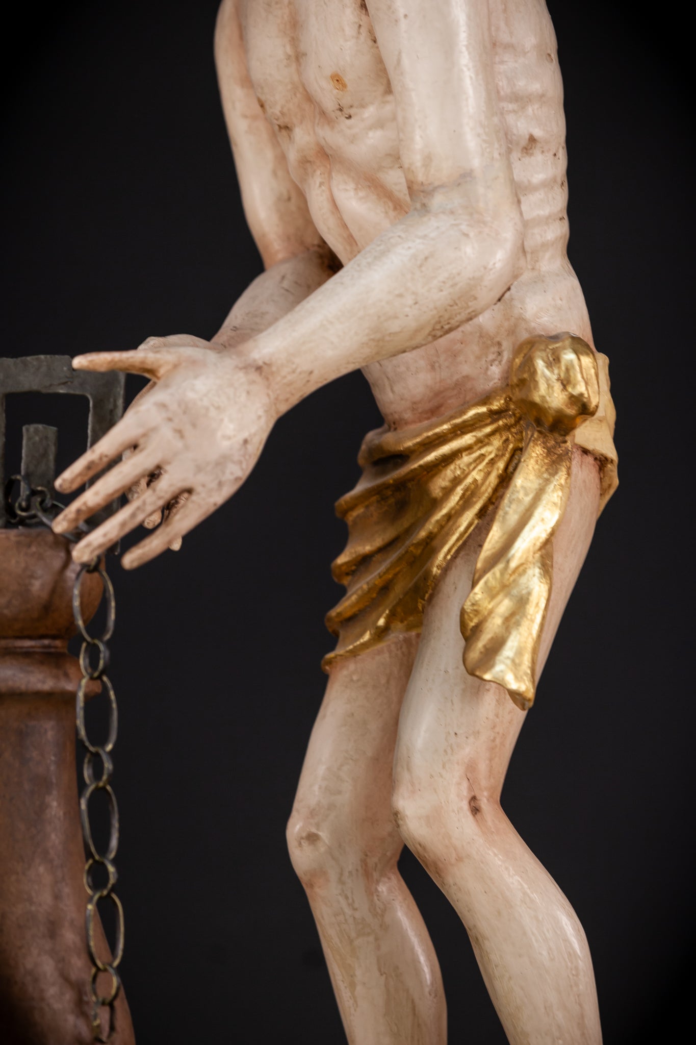 Flagellation of Christ Wooden Sculpture | 1700s Antique | 30.7" / 78 cm