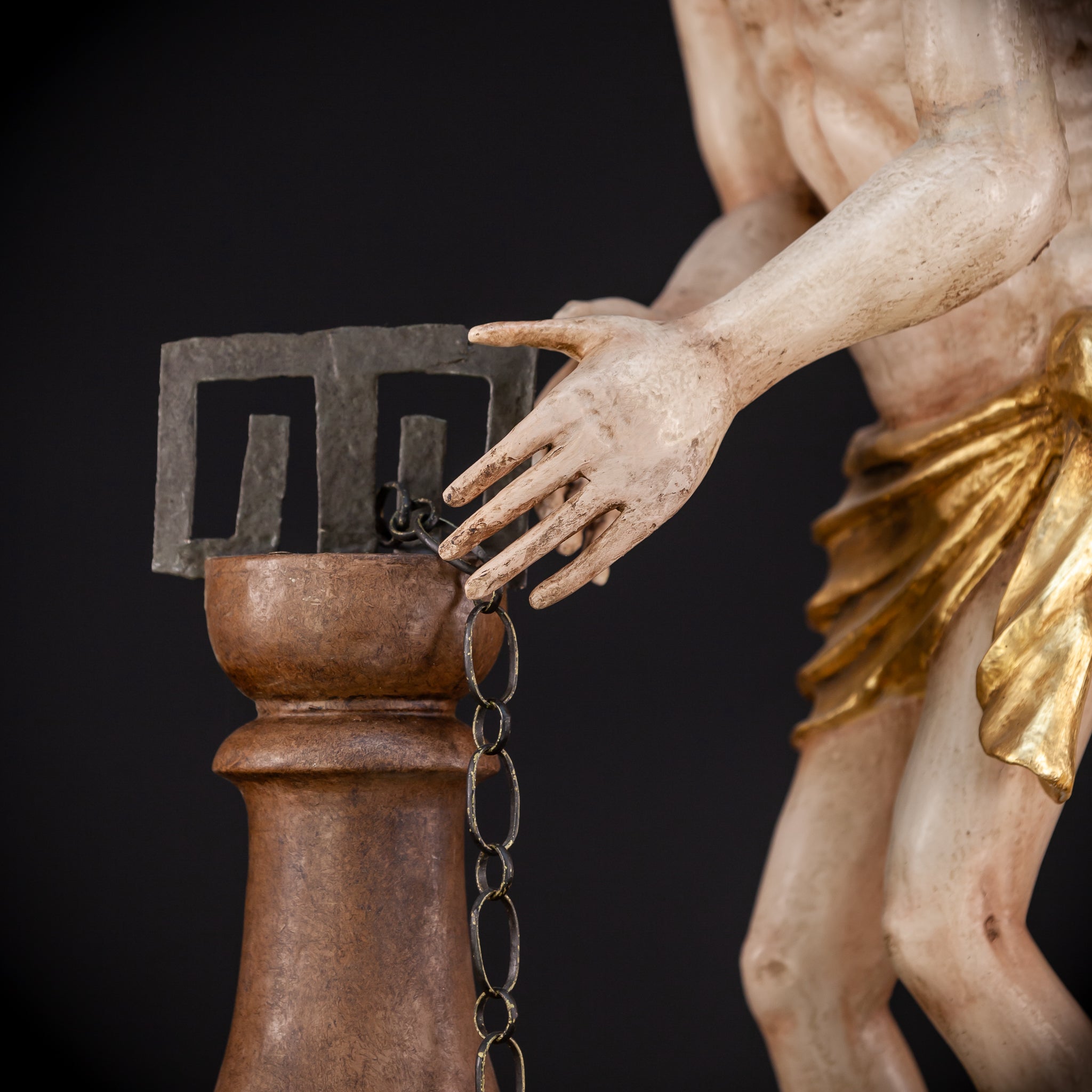 Flagellation of Christ Wooden Sculpture | 1700s Antique | 30.7" / 78 cm