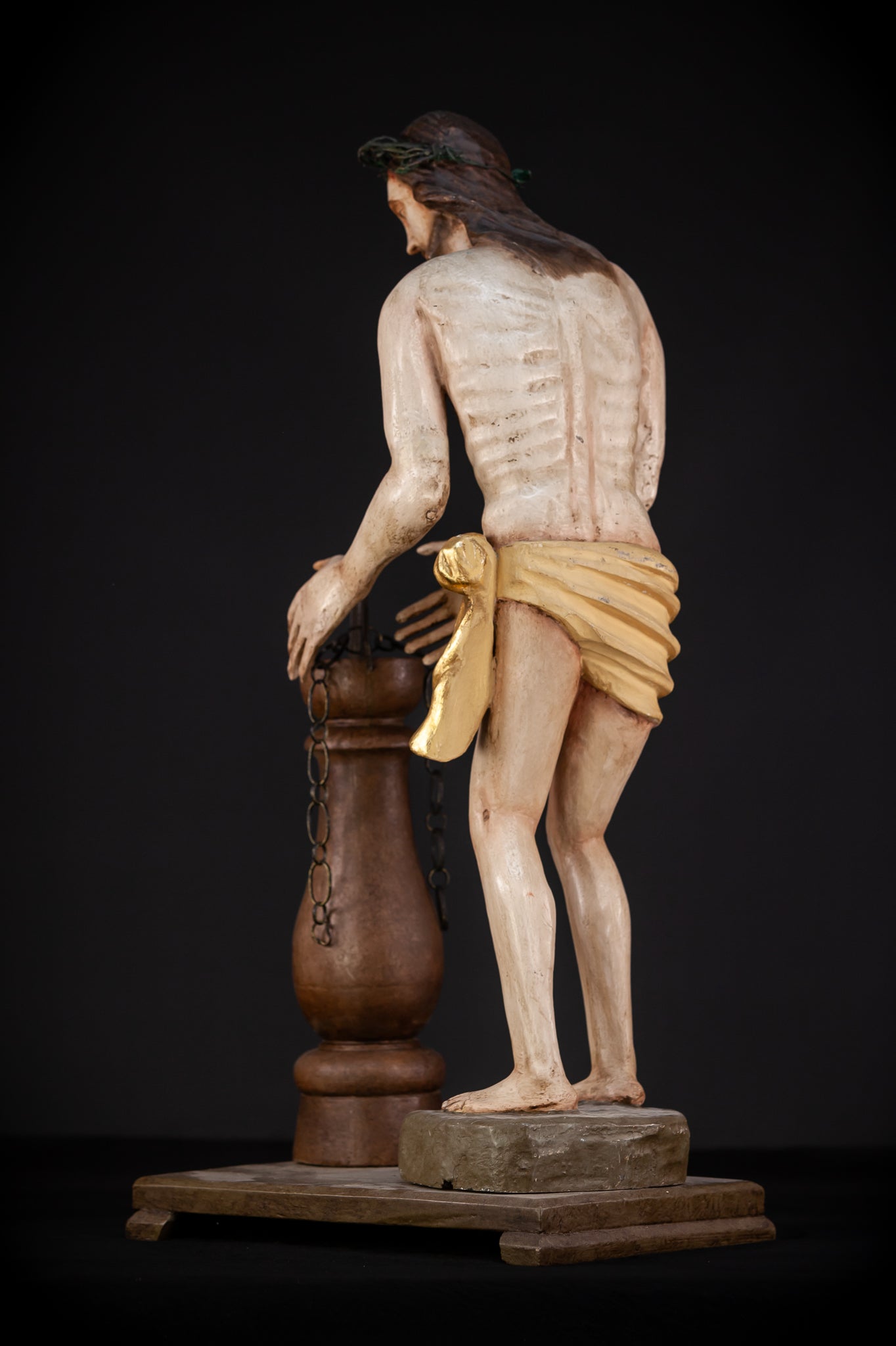 Flagellation of Christ Wooden Sculpture | 1700s Antique | 30.7" / 78 cm