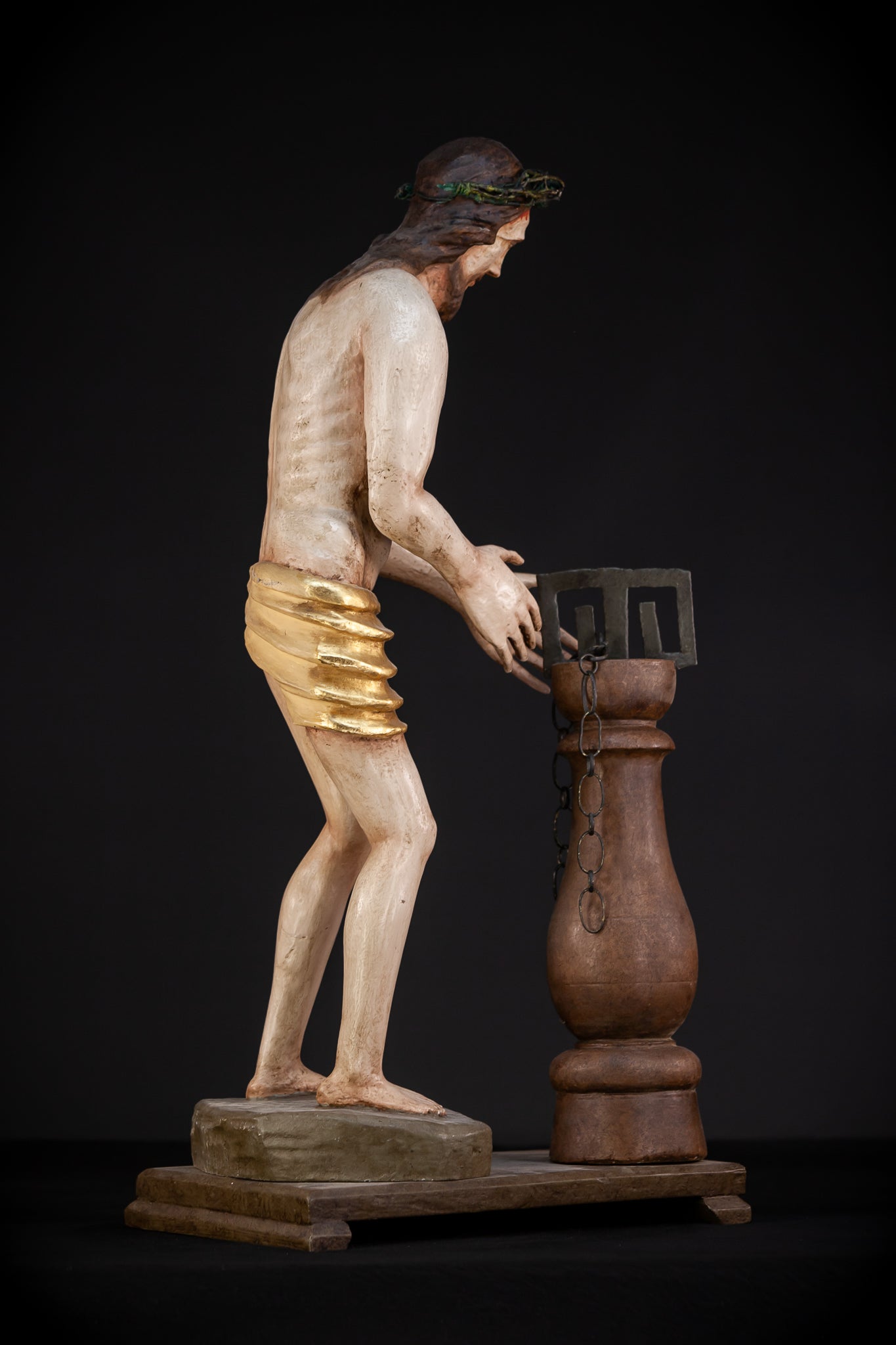 Flagellation of Christ Wooden Sculpture | 1700s Antique | 30.7" / 78 cm