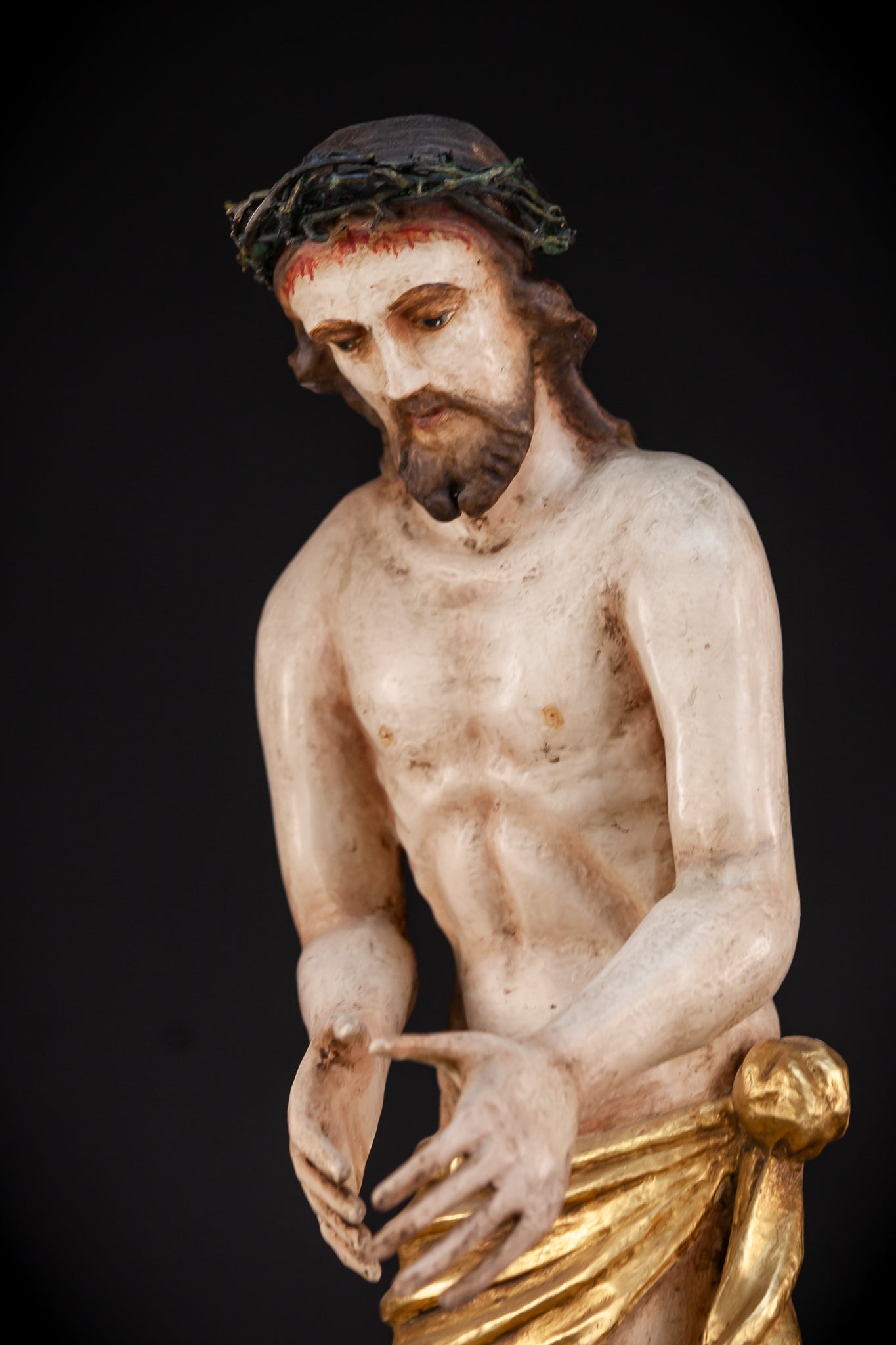 Flagellation of Christ 1700s Wooden Sculpture | 30.7"