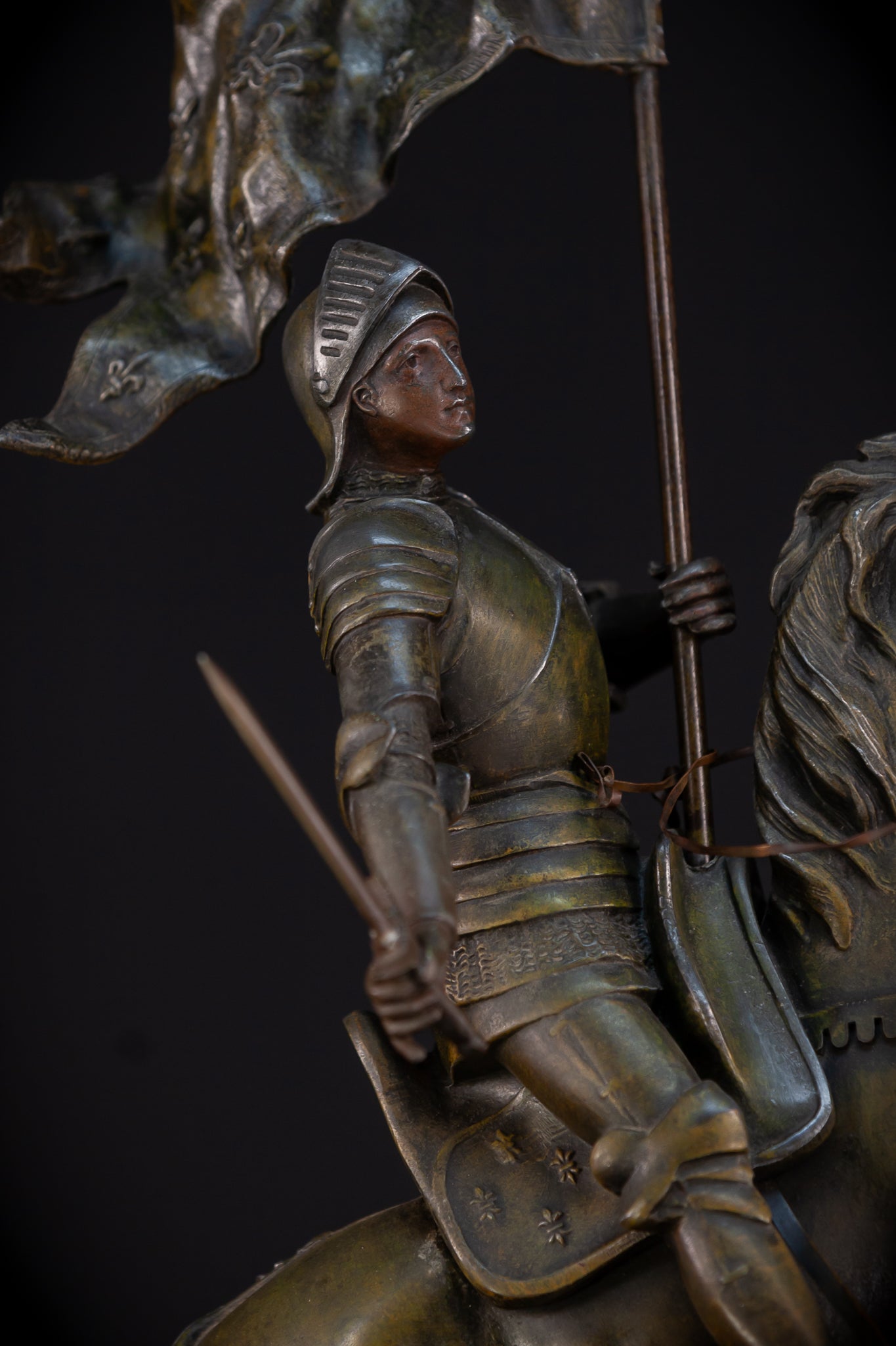 St Joan of Arc Bronzed Metal Statue | Antique 26.4"/ 67 cm