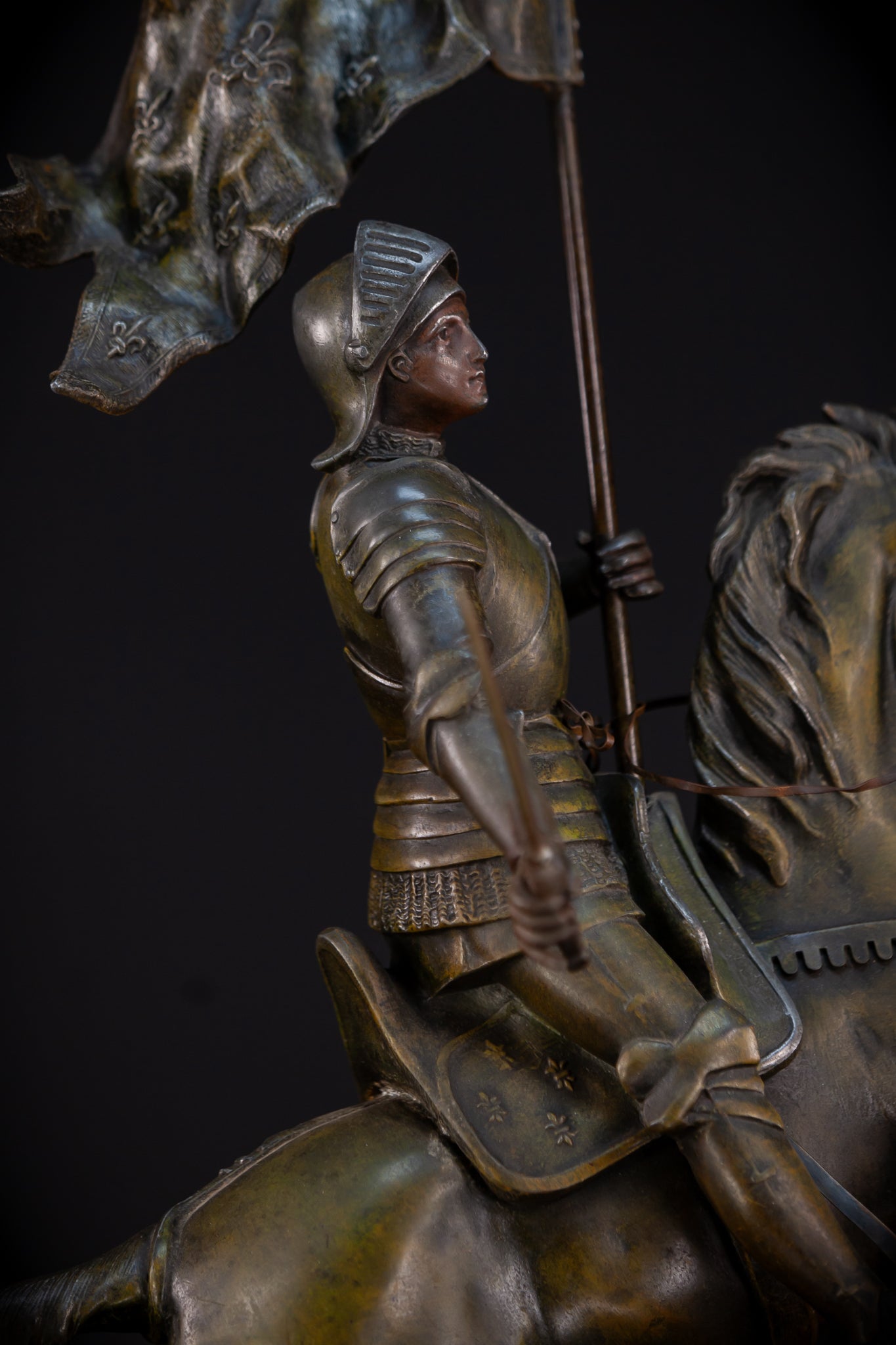 St Joan of Arc Bronzed Metal Statue | Antique 26.4"/ 67 cm