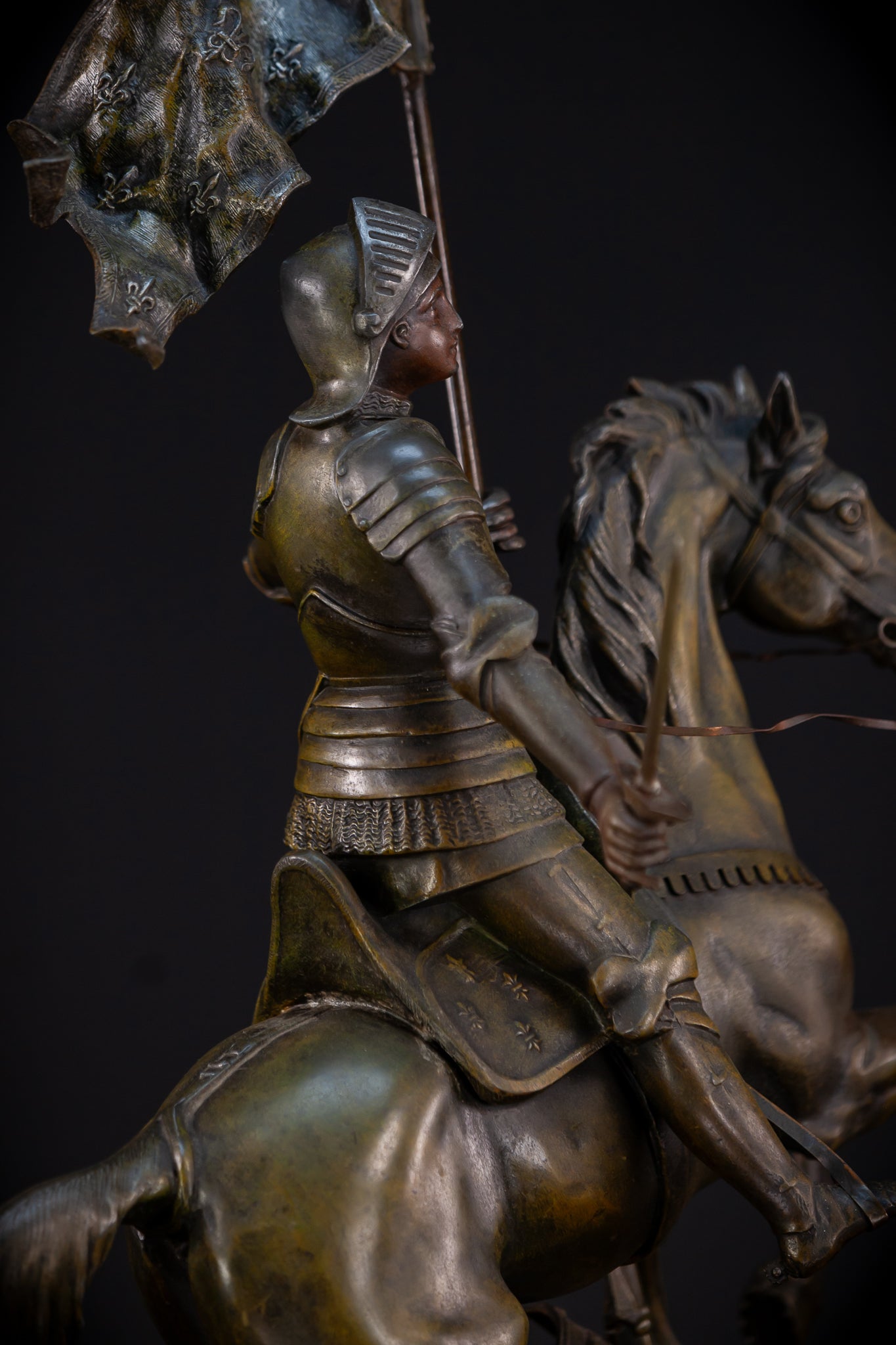 St Joan of Arc Bronzed Metal Statue | Antique 26.4"/ 67 cm