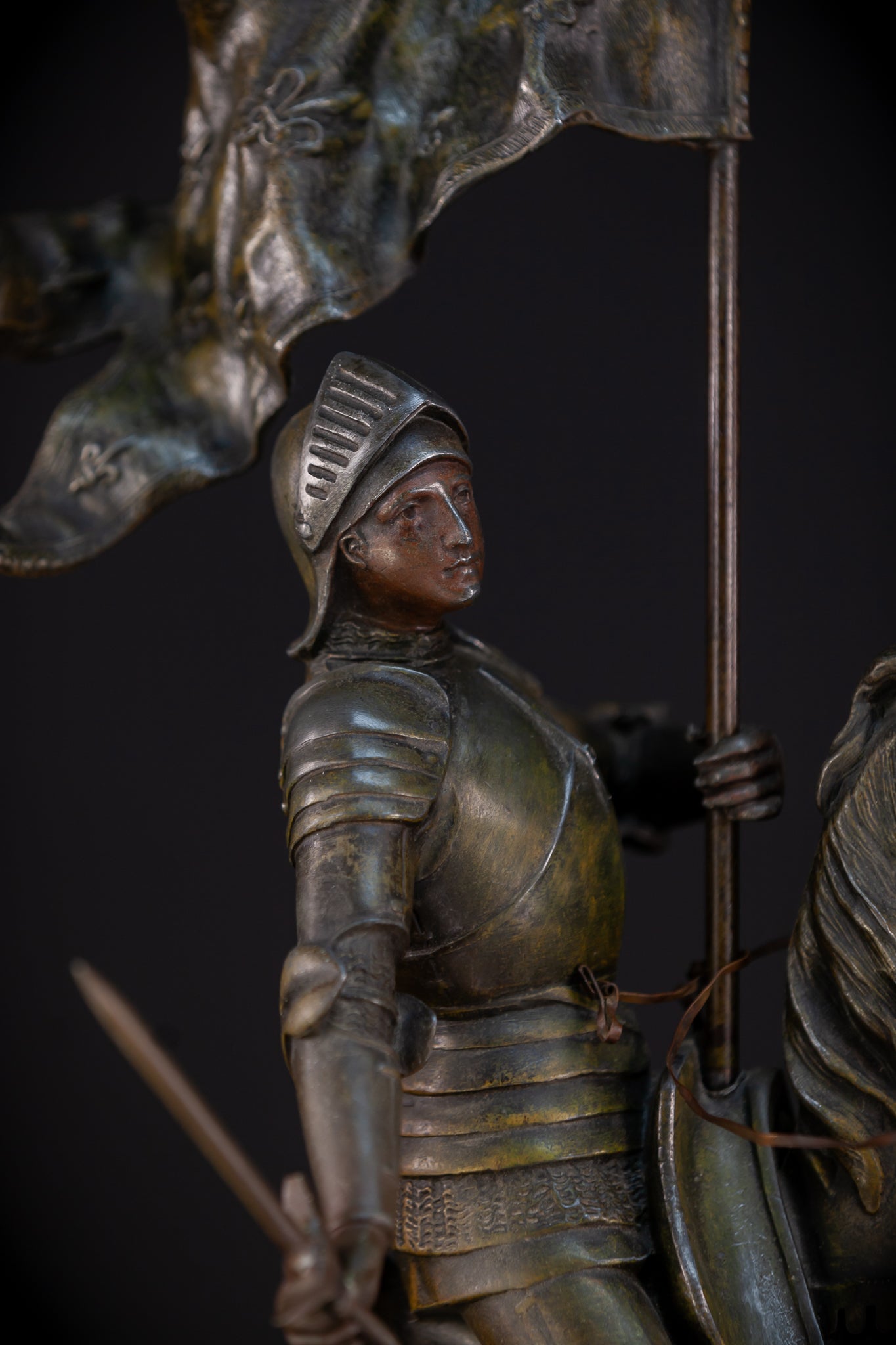 St Joan of Arc Bronzed Metal Statue | Antique 26.4"/ 67 cm