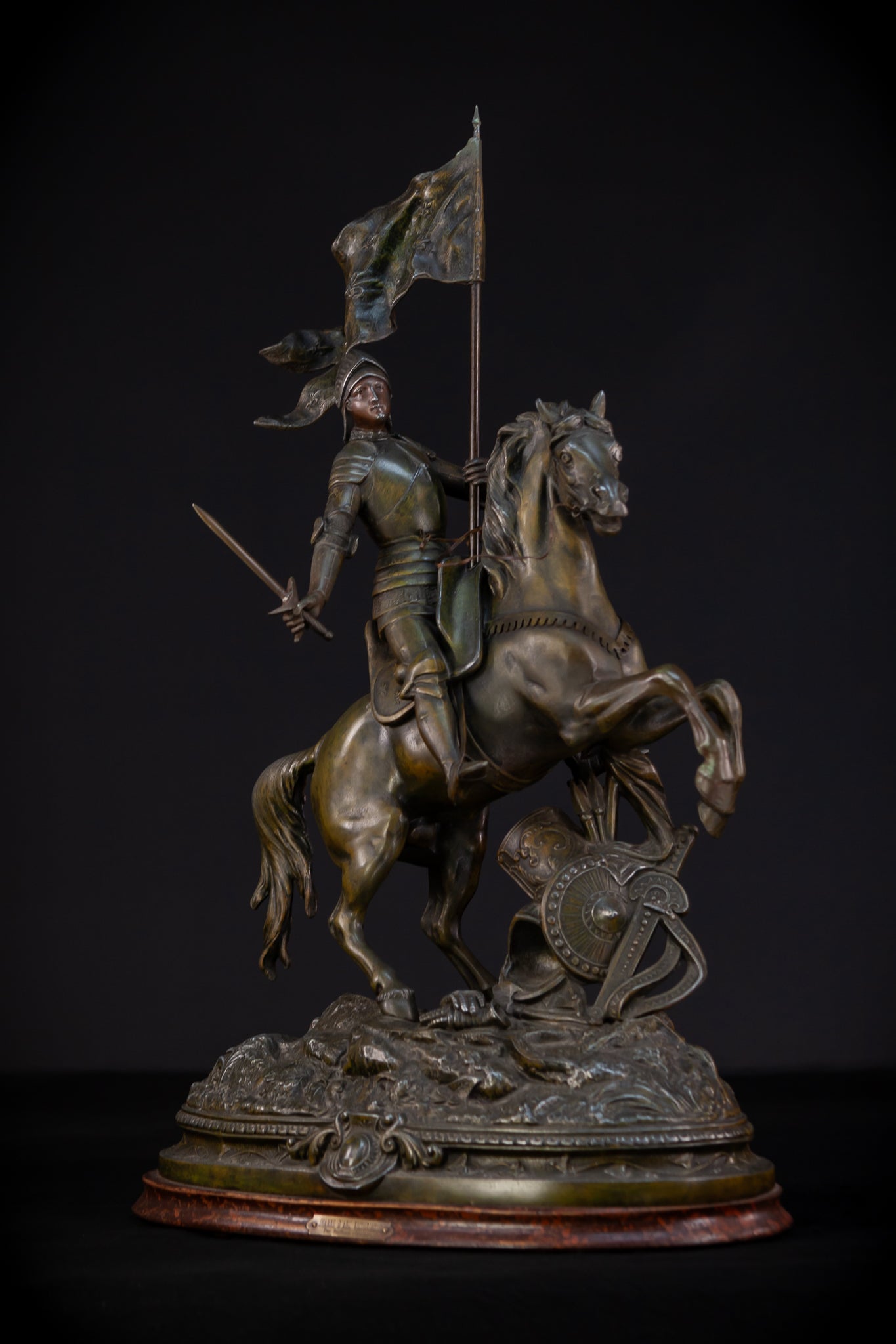 St Joan of Arc Bronzed Metal Statue | Antique 26.4"/ 67 cm