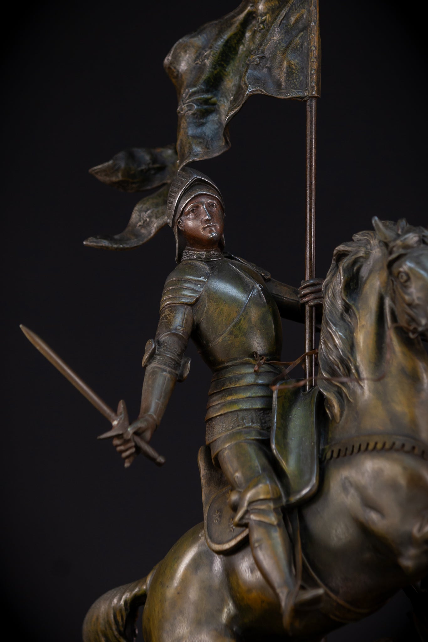 St Joan of Arc Bronzed Metal Statue | Antique 26.4"/ 67 cm