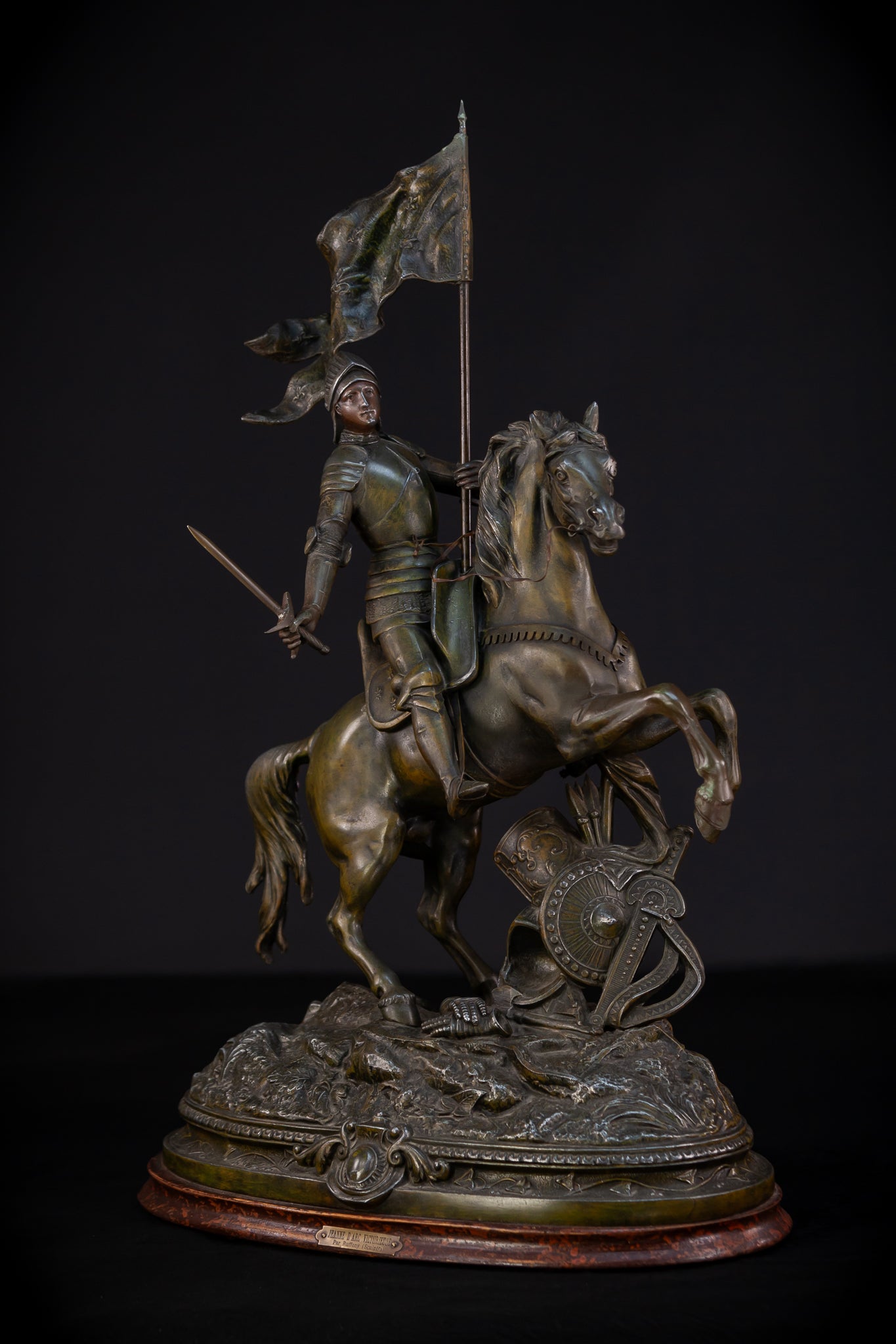 St Joan of Arc Bronzed Metal Statue | Antique 26.4"/ 67 cm