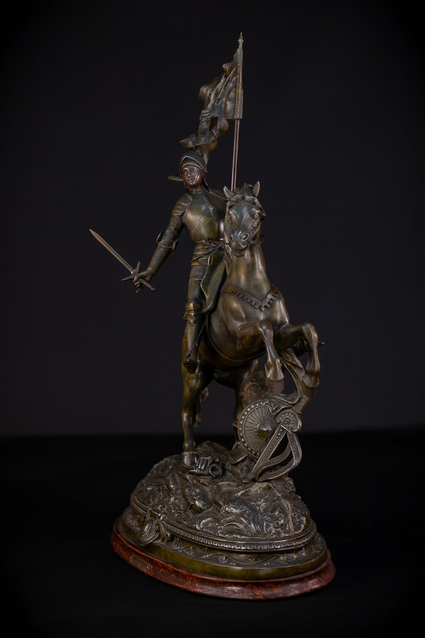 St Joan of Arc Bronzed Metal Statue | Antique 26.4"/ 67 cm