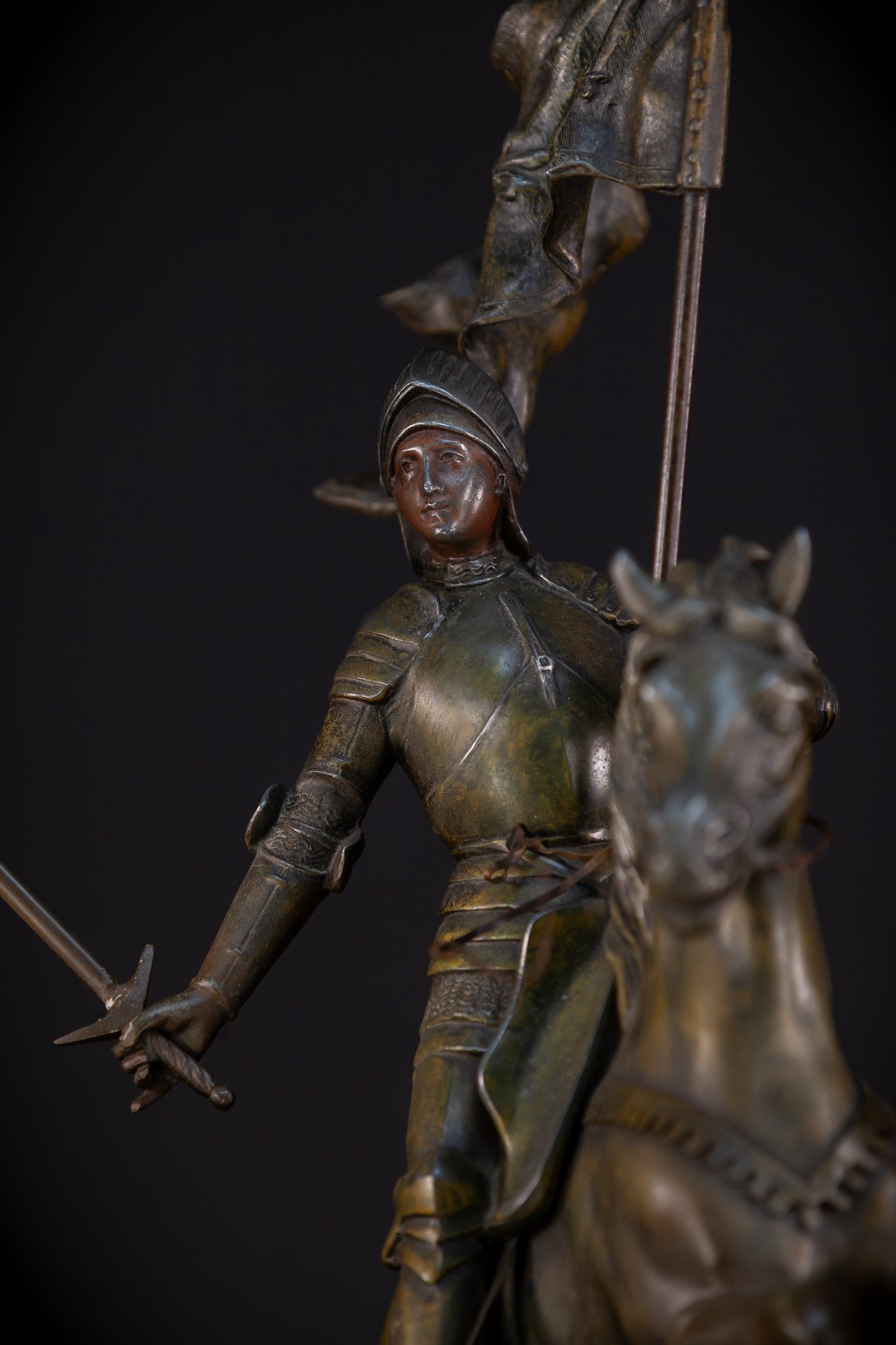 St Joan of Arc Bronzed Metal Statue | Antique 26.4"/ 67 cm