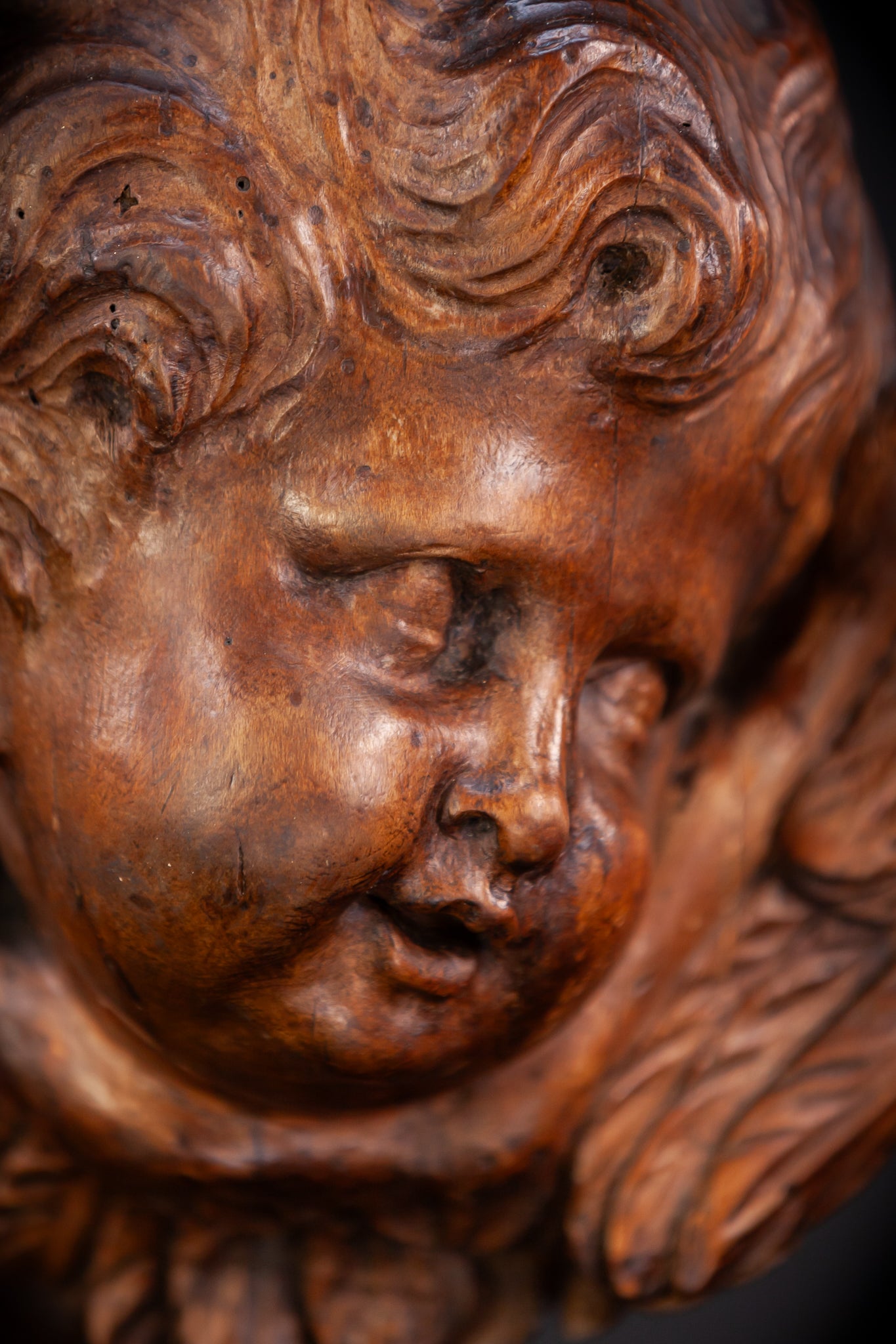 Angel Wood Carving | 1800s Antique | 8.7" / 22 cm