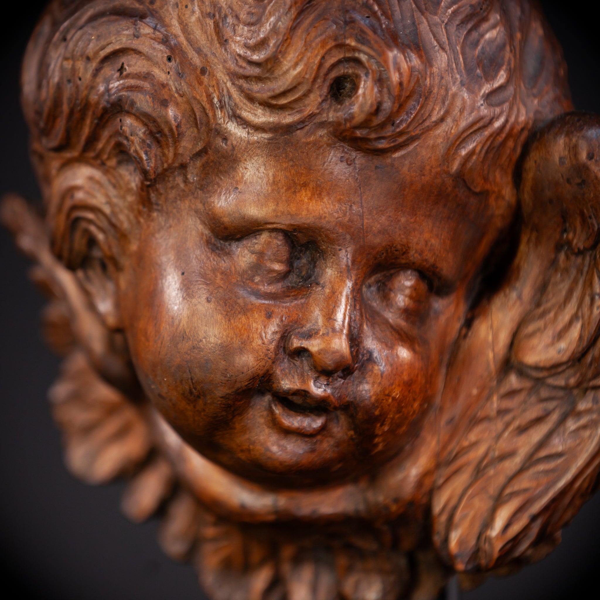Angel Wood Carving | 1800s Antique | 8.7" / 22 cm