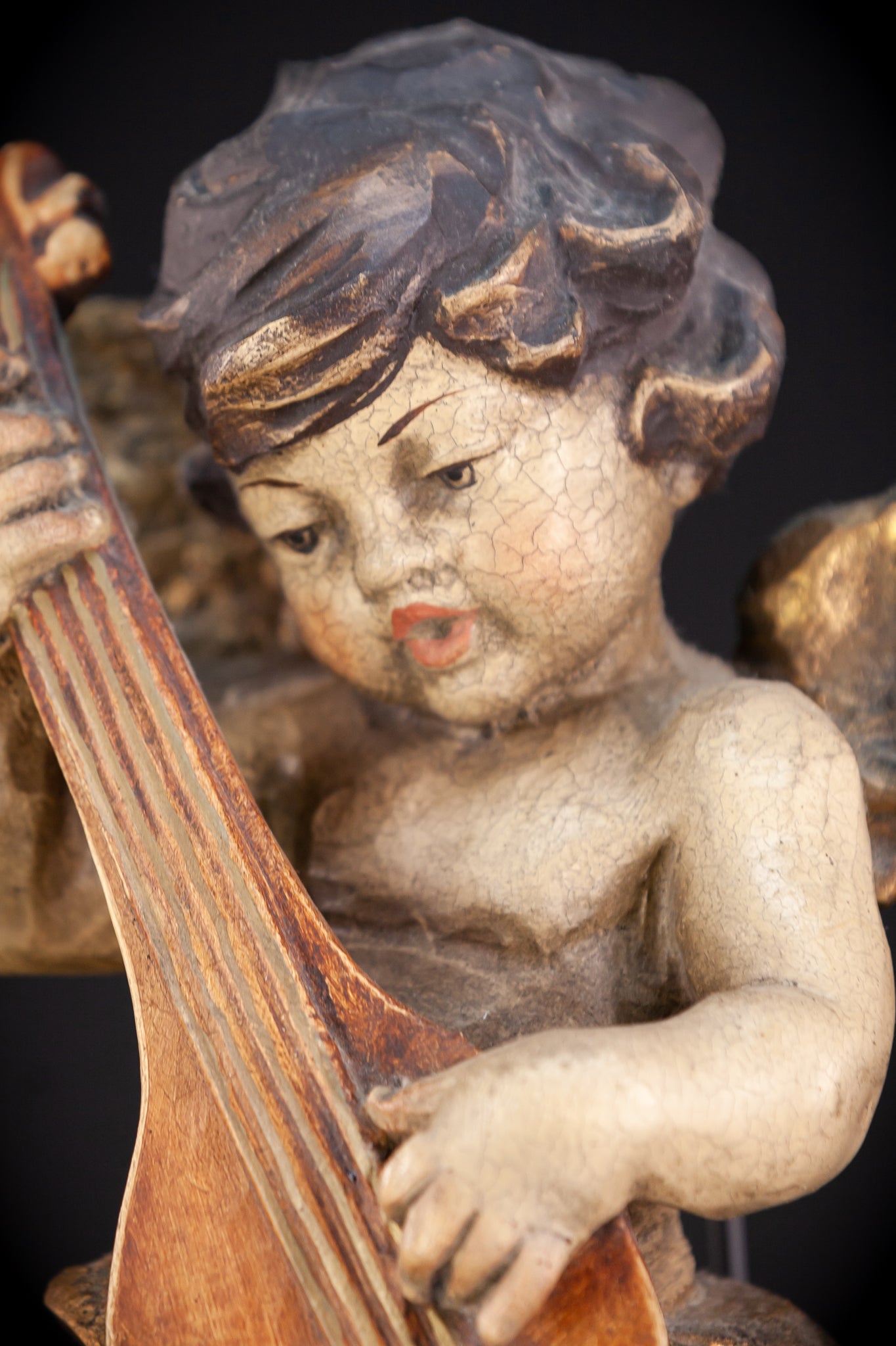 Wood Carving Angel Statue | Vintage 13.8" / 35 cm