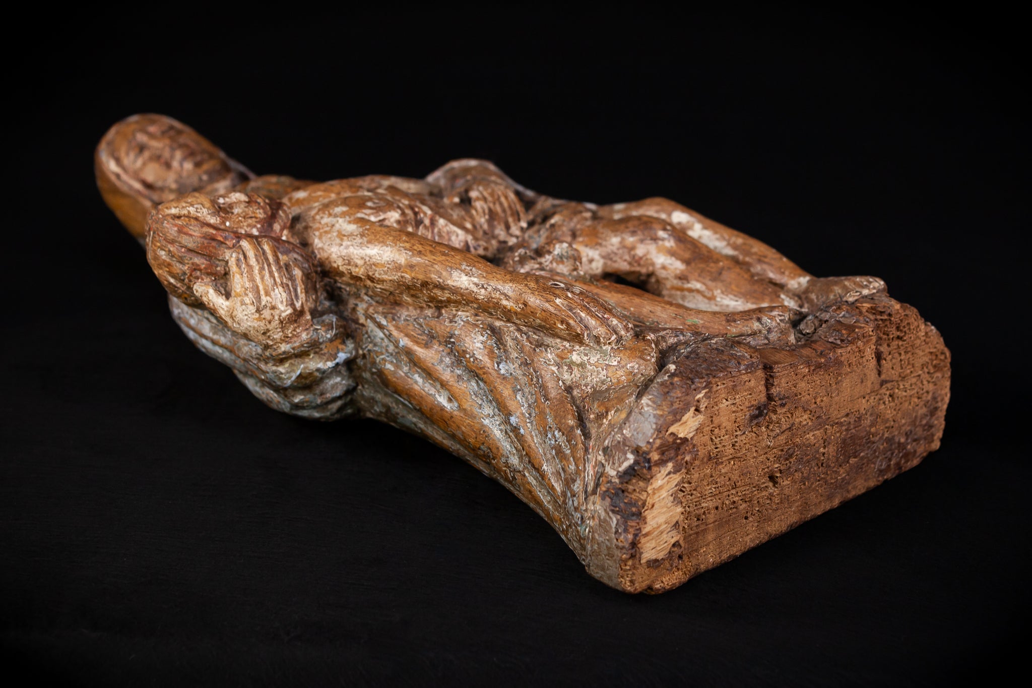 Pieta Wood Carving Sculpture | 1500s Antique | 17.1" / 43.5 cm