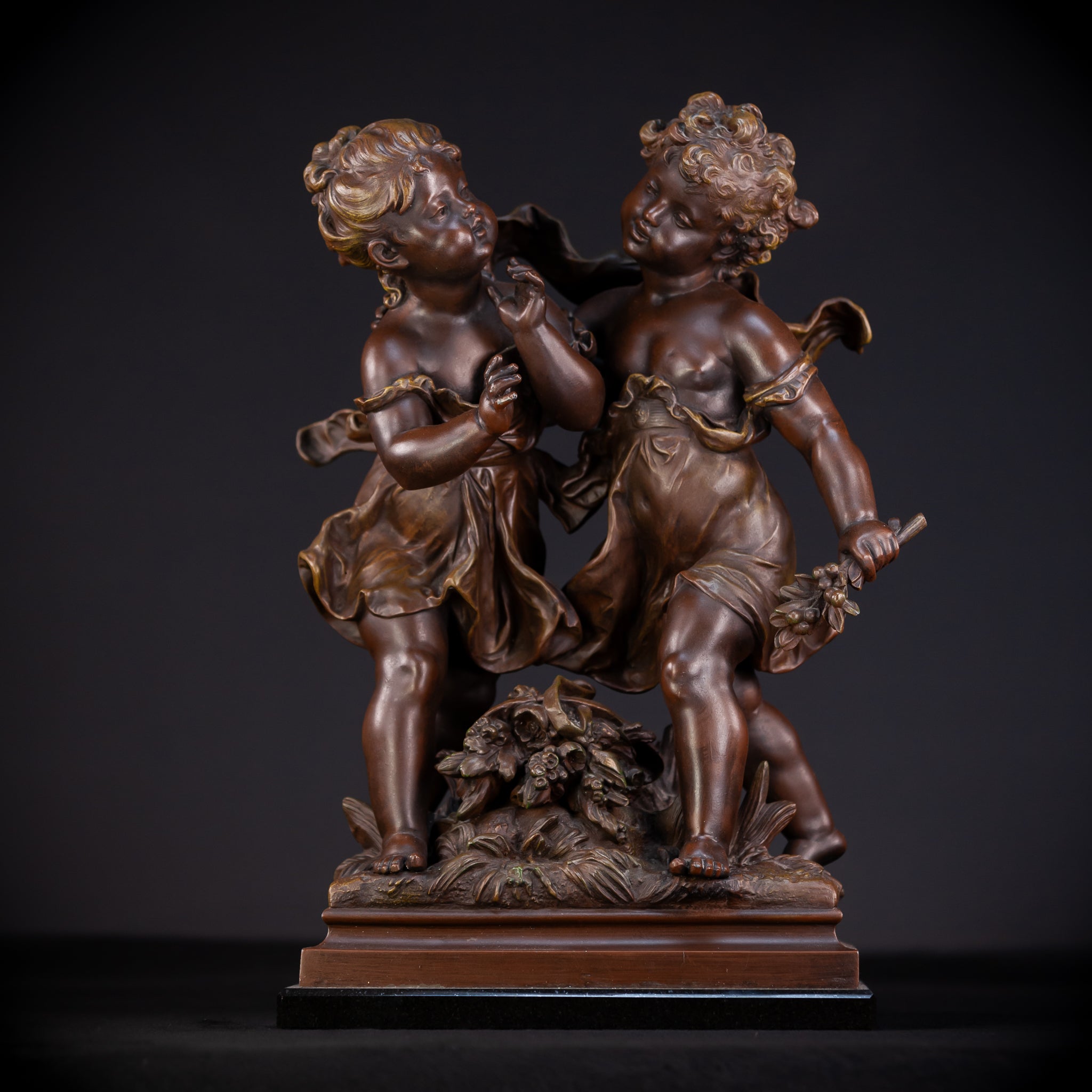 Girl and Boy Playing by Hippolyte F Moreau 18.1"