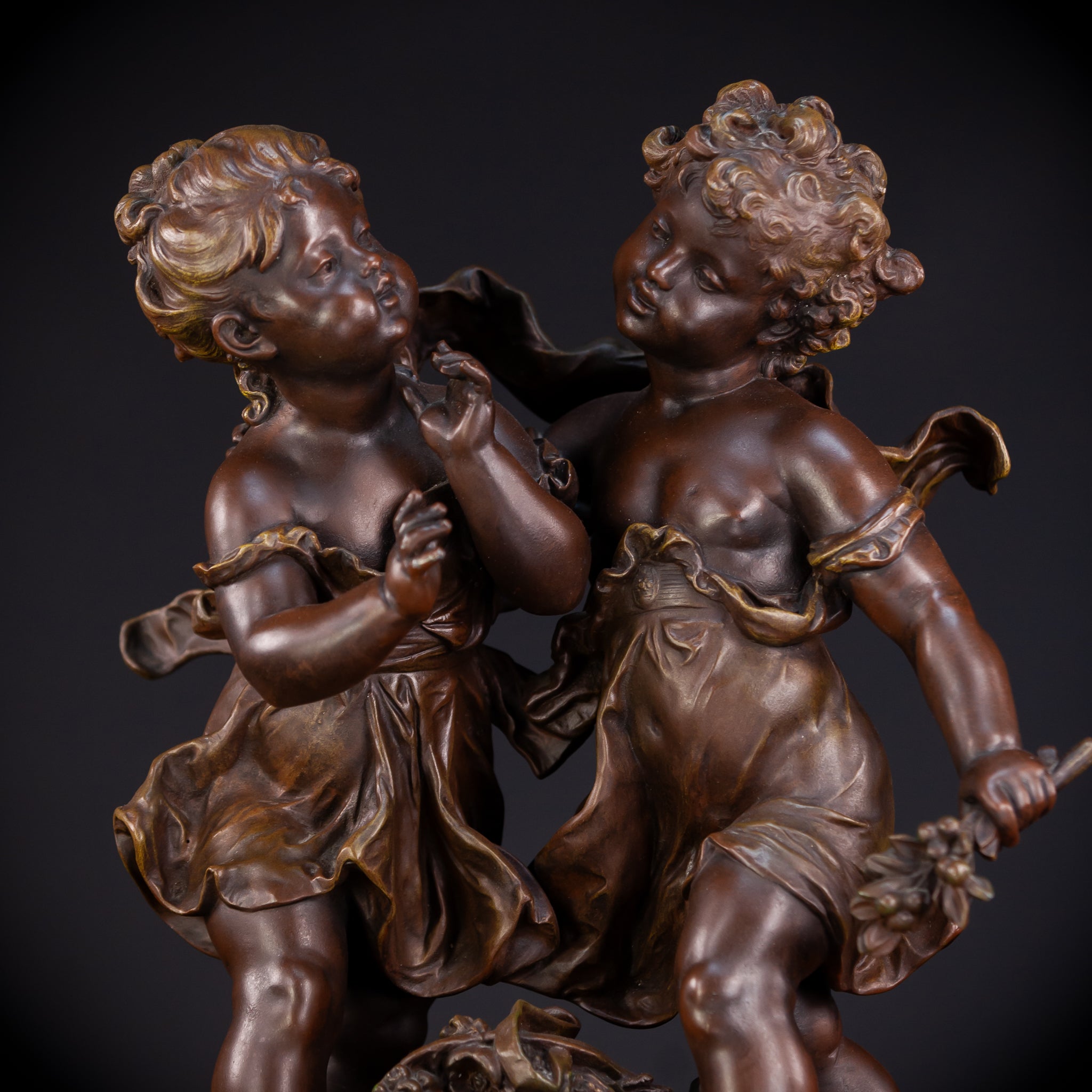 Girl and Boy Playing by Hippolyte F Moreau 18.1"