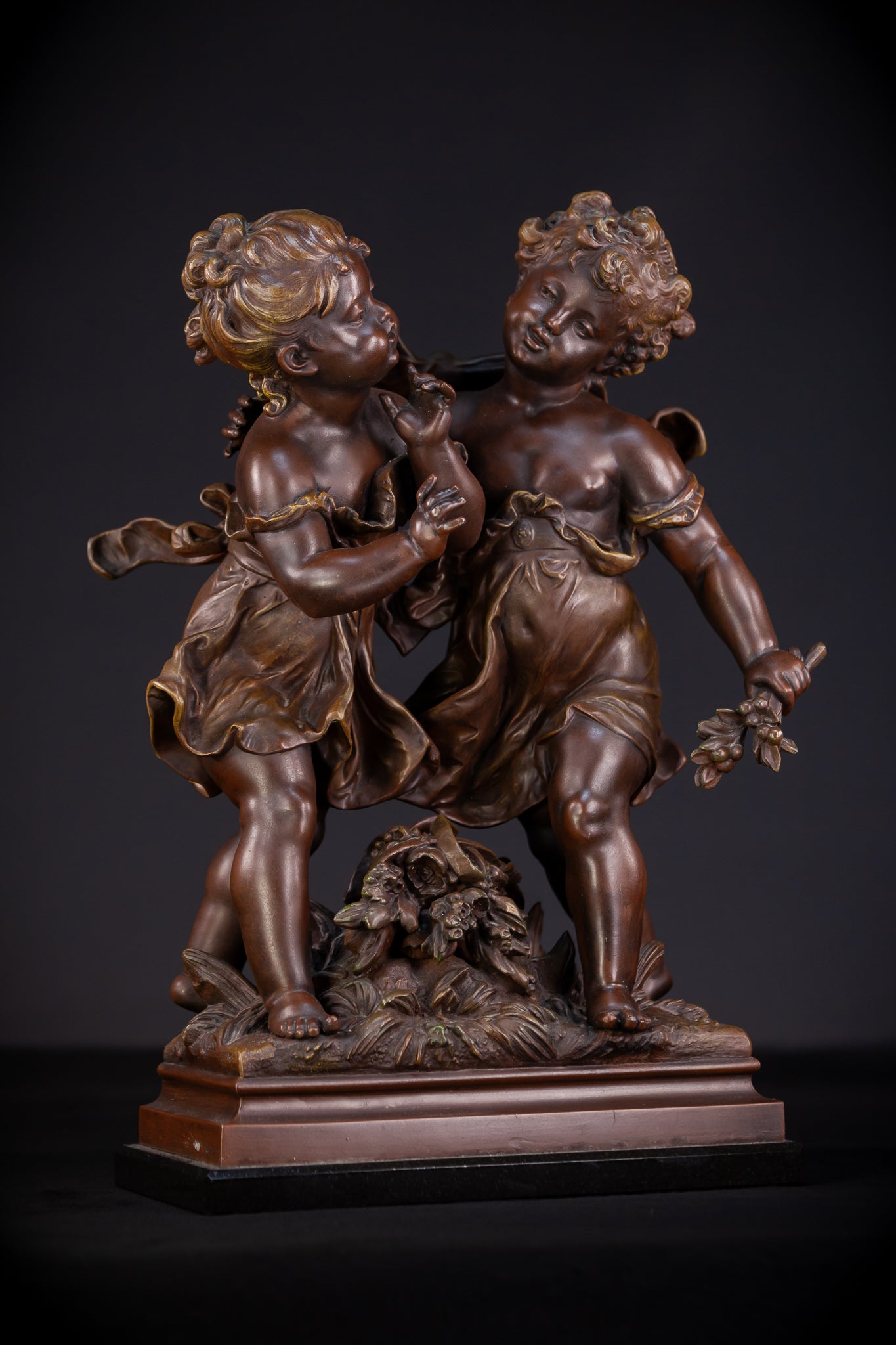 Girl and Boy Playing by Hippolyte F Moreau 18.1"