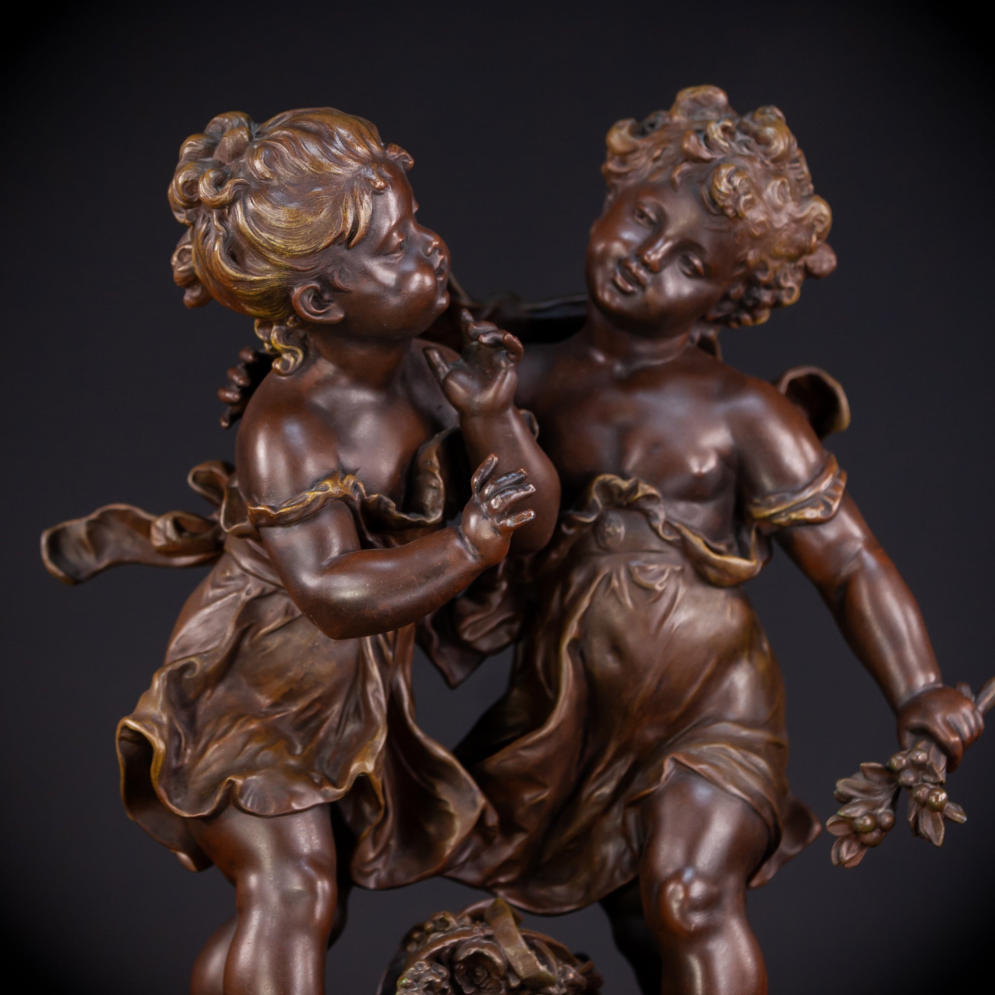 Girl and Boy Playing by Hippolyte F Moreau 18.1"