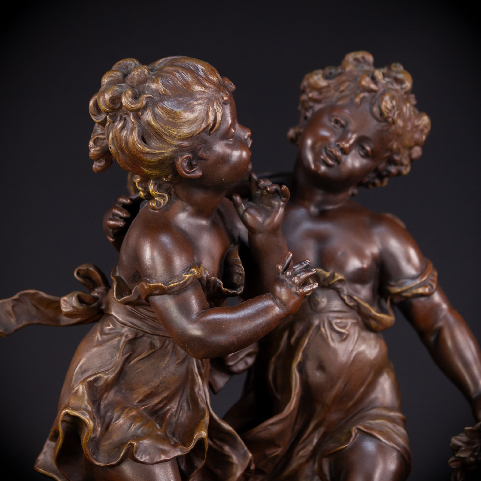 Girl and Boy Playing by Hippolyte F Moreau 18.1"