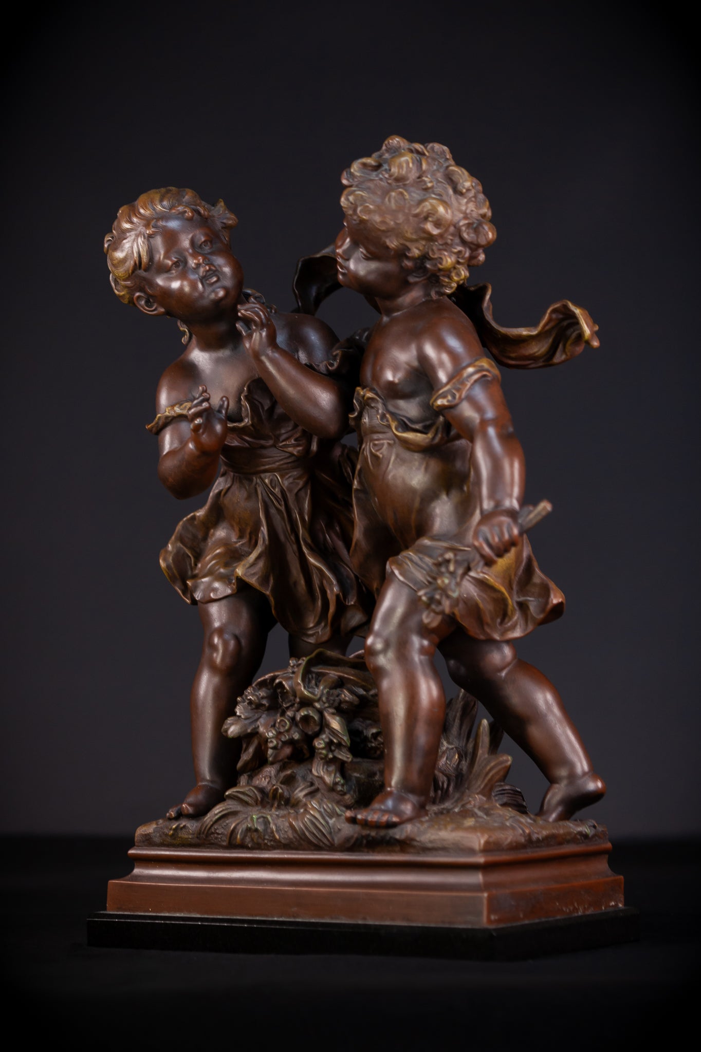 Girl and Boy Playing by Hippolyte F Moreau 18.1"